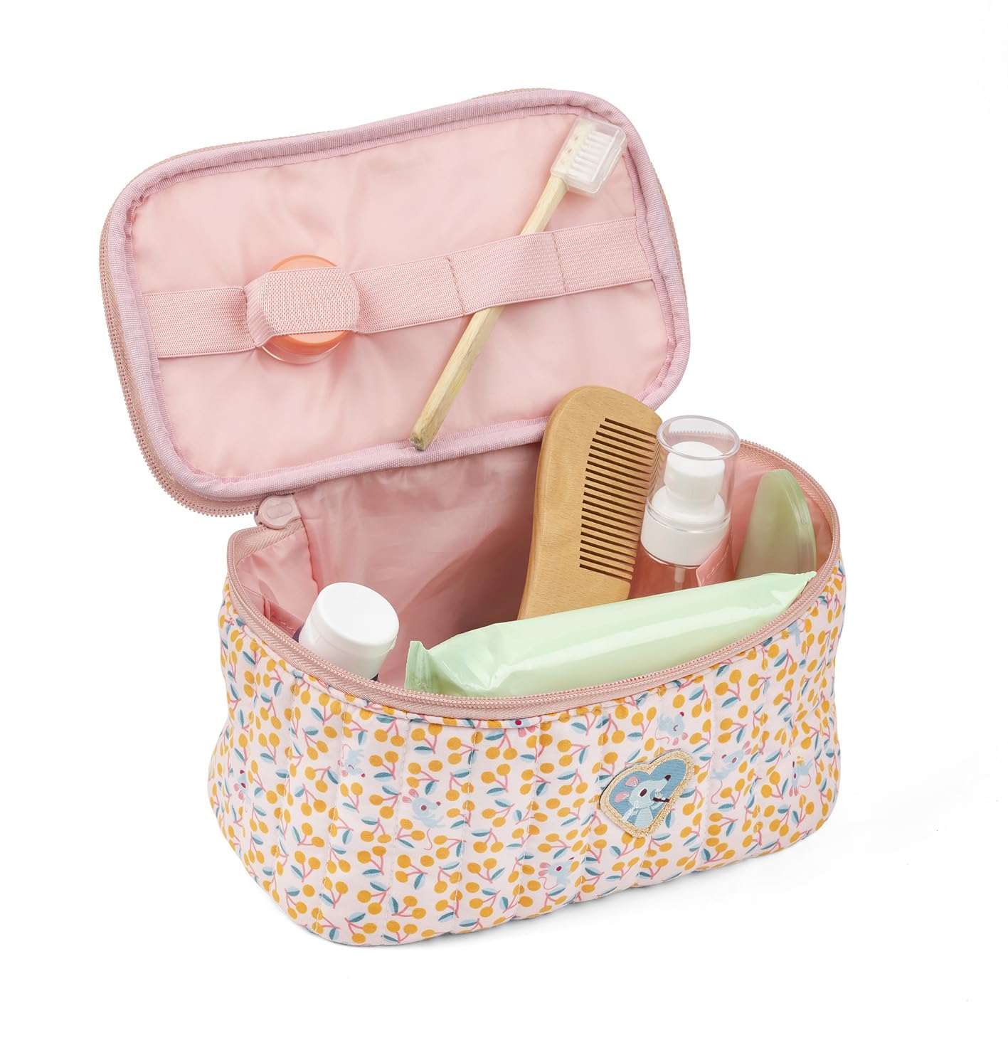 Lilliputiens - Neceser Infantil Jeanne la Gata: Compacto y Divertido, Accesorio de Viaje, Estampado Rosa, 21 cm, a Partir de 2 años, 84493