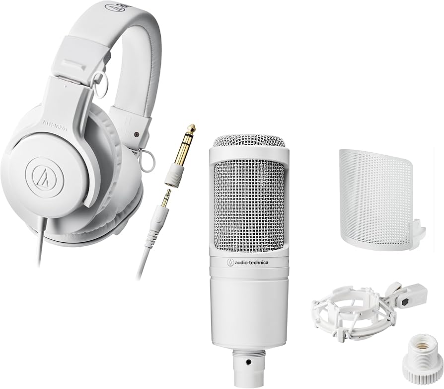 新品未開封【ATH-M20x WH】【AT2020 CWH】セット Amazon.co.jp: [セット商品]オーディオテクニカ ホワイト マイク