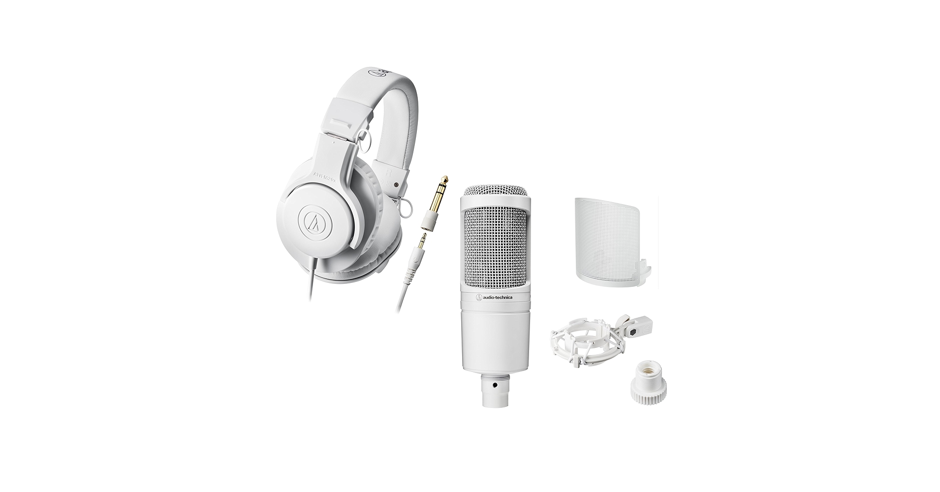 新品未開封【ATH-M20x WH】【AT2020 CWH】セット Amazon.co.jp: [セット商品]オーディオテクニカ ホワイト マイク