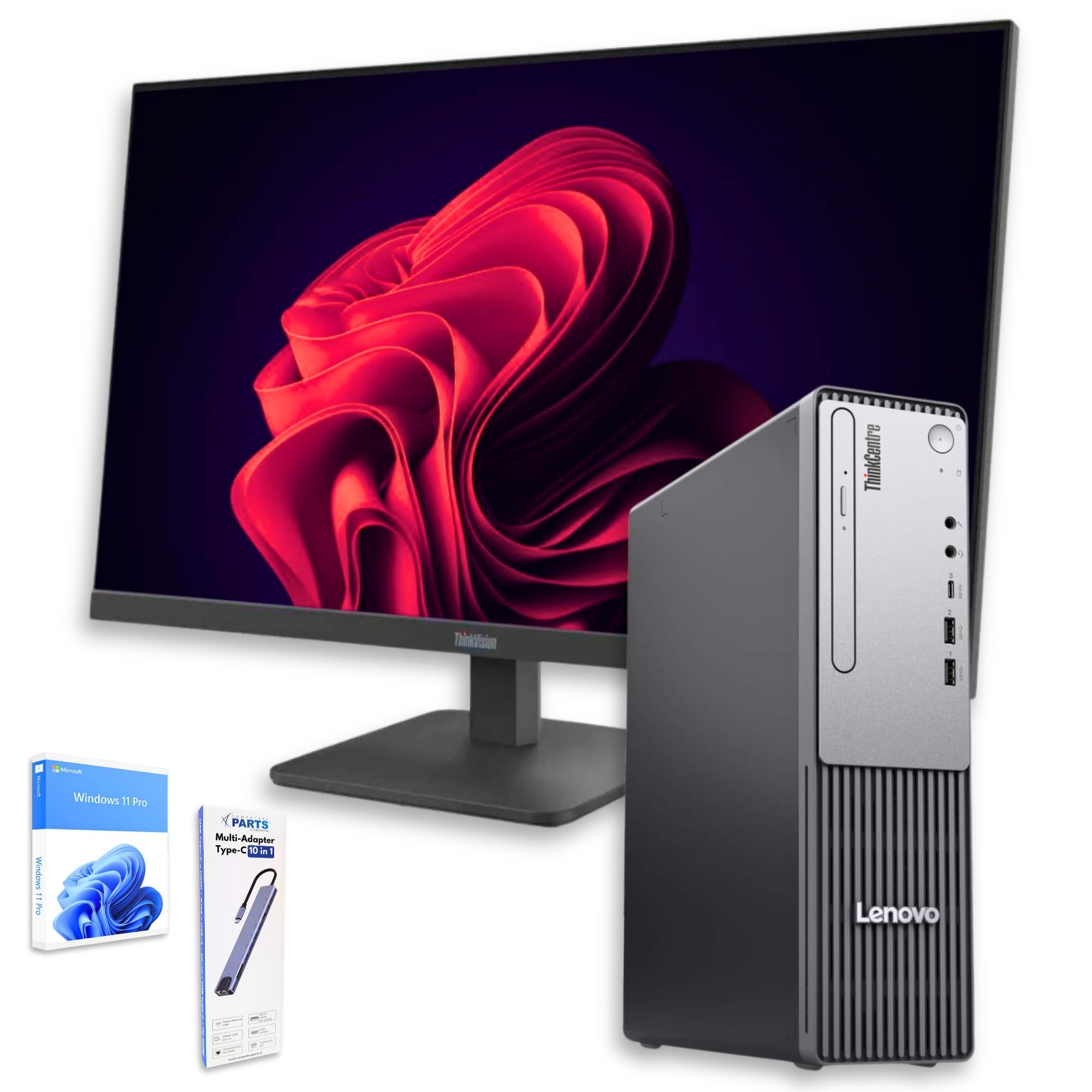 Lenovo Bundle PC Gen5 SFF + Monitor ThinkVision 27″ IPS 100 Hz | Intel Core i5-13420H, 2026 16GB RAM ddr5, 512GB SSD, Windows 11 Pro, Monitor Full HD Docking Station 10 in 1 Garanzia 36 Mesi