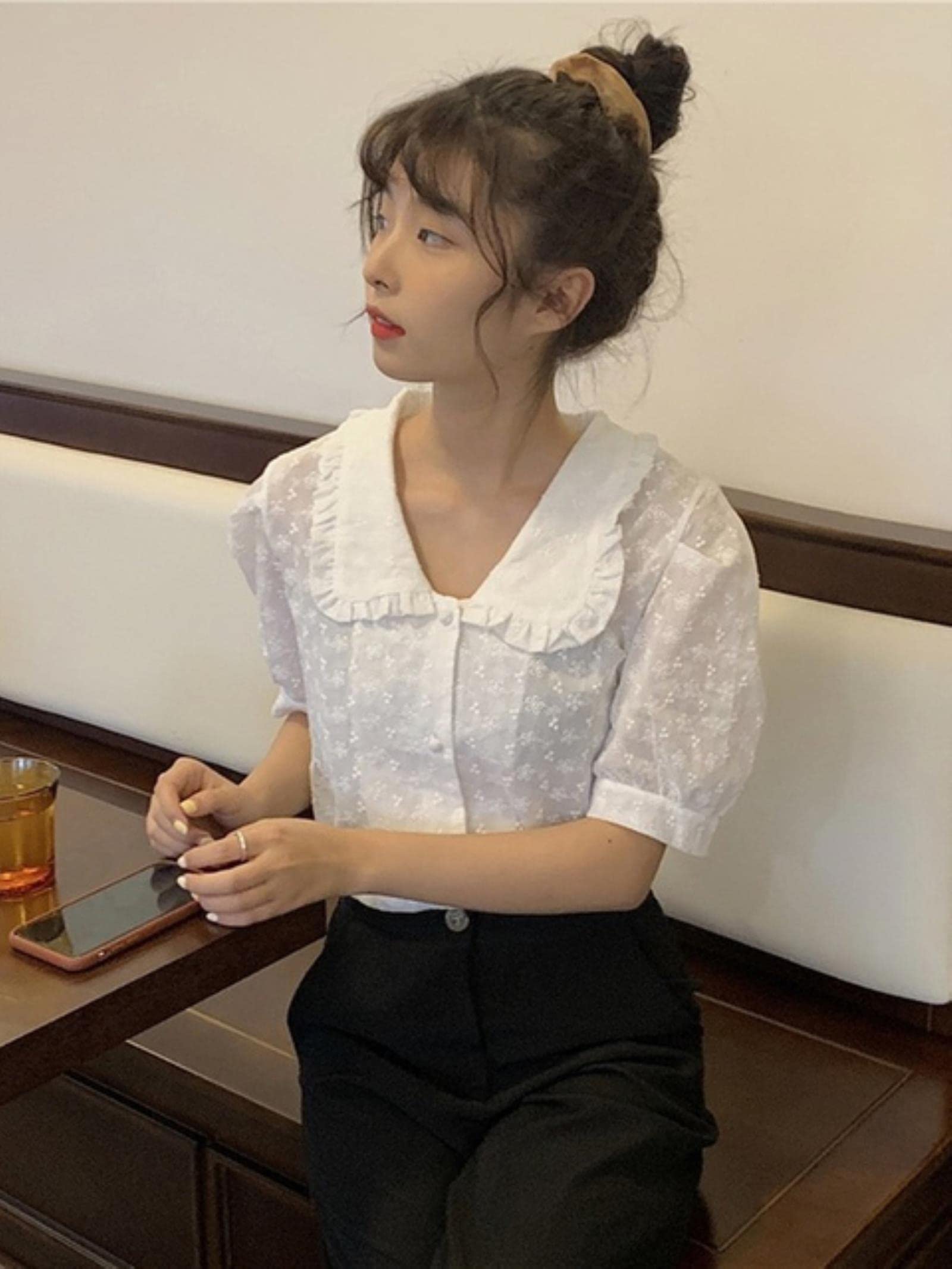 Nuevo Bordado Oversize Blusas de Mujer Blusas de Verano Femme Casual Mujer Camisa de Mujer de Manga Corta Algodón Chicas Blusa New-White,S