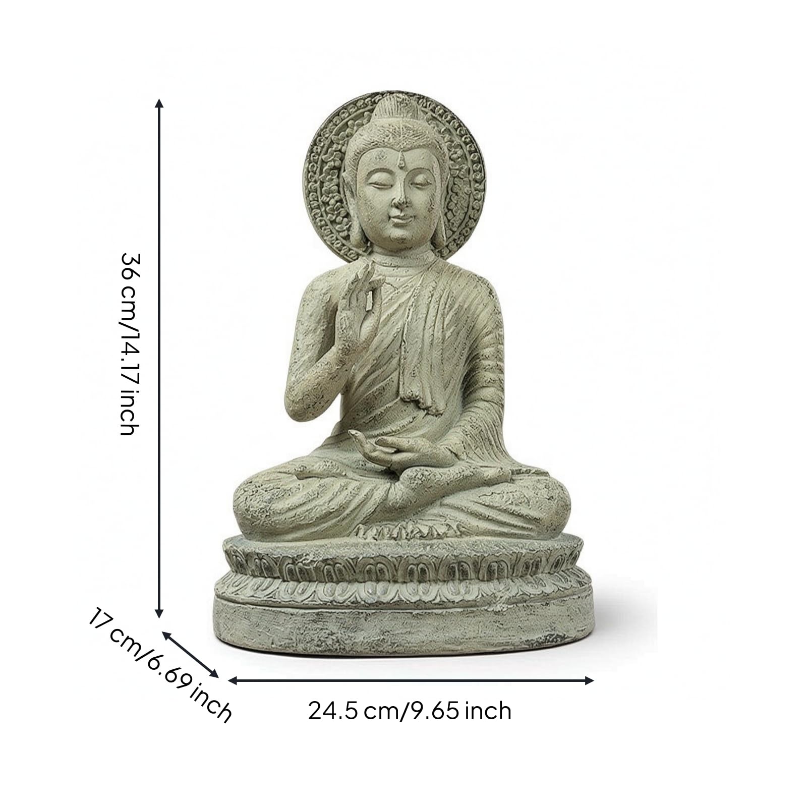 Statua di Buddha in Resina Spirituale Statuetta di Buddha Elegante Statuetta in Resina per Meditazione, Statua Del Buddha Con Gesto Di Insegnamento Spiegazione