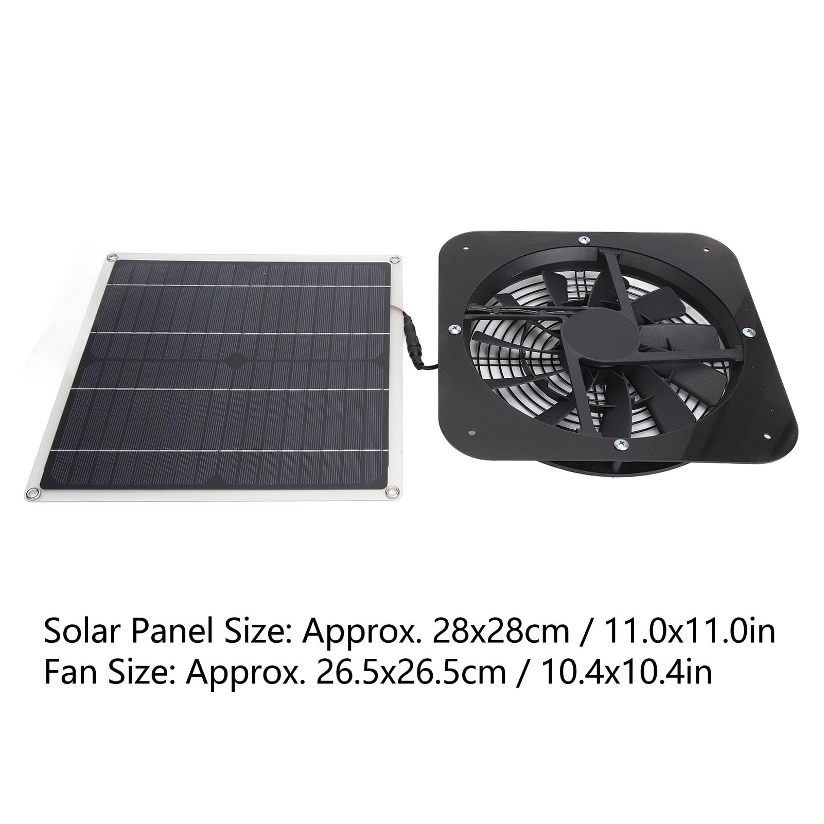 Alomejor Kit Ventola Pannello Solare Ad Alto Flusso D'aria da 100 W per Pollaio per Serra, Aspiratore Solare Antipioggia con Protezione di Sicurezza per Uso Domestico 28x28 Cm 2,4 Libbre (BLACK)