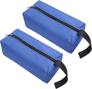 XNJIHWA 2 Pcs Zippered Small Tool Pouch Bags,25 x 8 x 7cm Multipurpose Bag Waterproof Canvas Storage Pouch Heavy Duty Portable Tool Bags Organizer,Blue