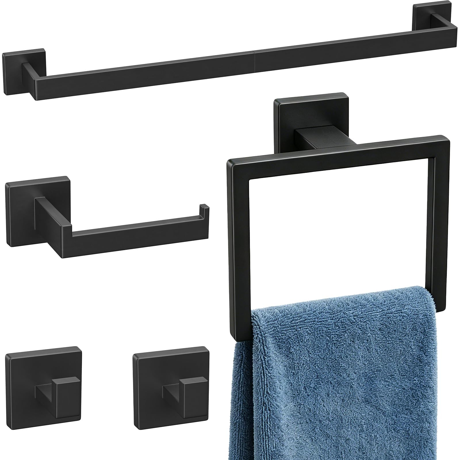 Luxbaro 24 Inch Matte Black Towel Bar, Square Base, Total Length 26-Inch — Amazon image 10
