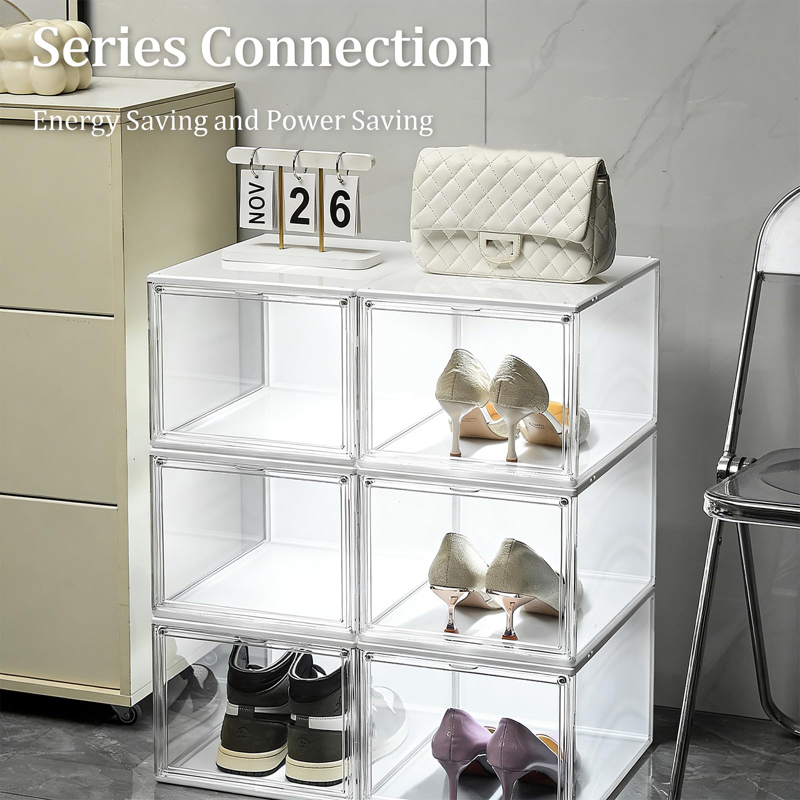 Vetrina per scarpe trasparenti buona qualità con luci a LED per protezioni antipolvere e stoccaggio visibile a casa o in negozio Vetrina per esposizione scarpe trasparente premium con luci a LED
