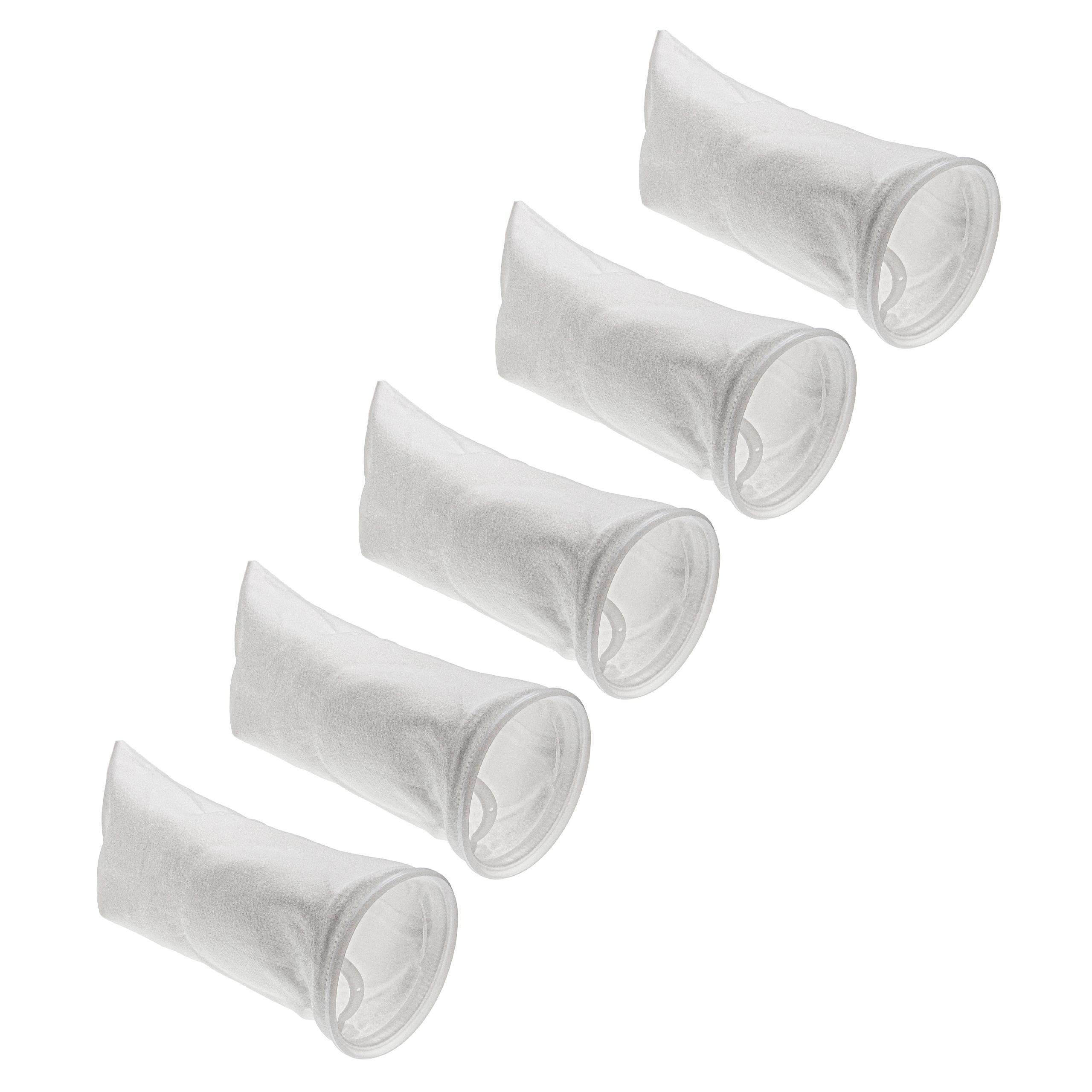 vhbw 5X Calza filtrante Universale Compatibile con acquari, Piscine, Skimmer - Sacchetto filtrante, polietilene, 18 x 45 cm, 100 Micron, Bianco
