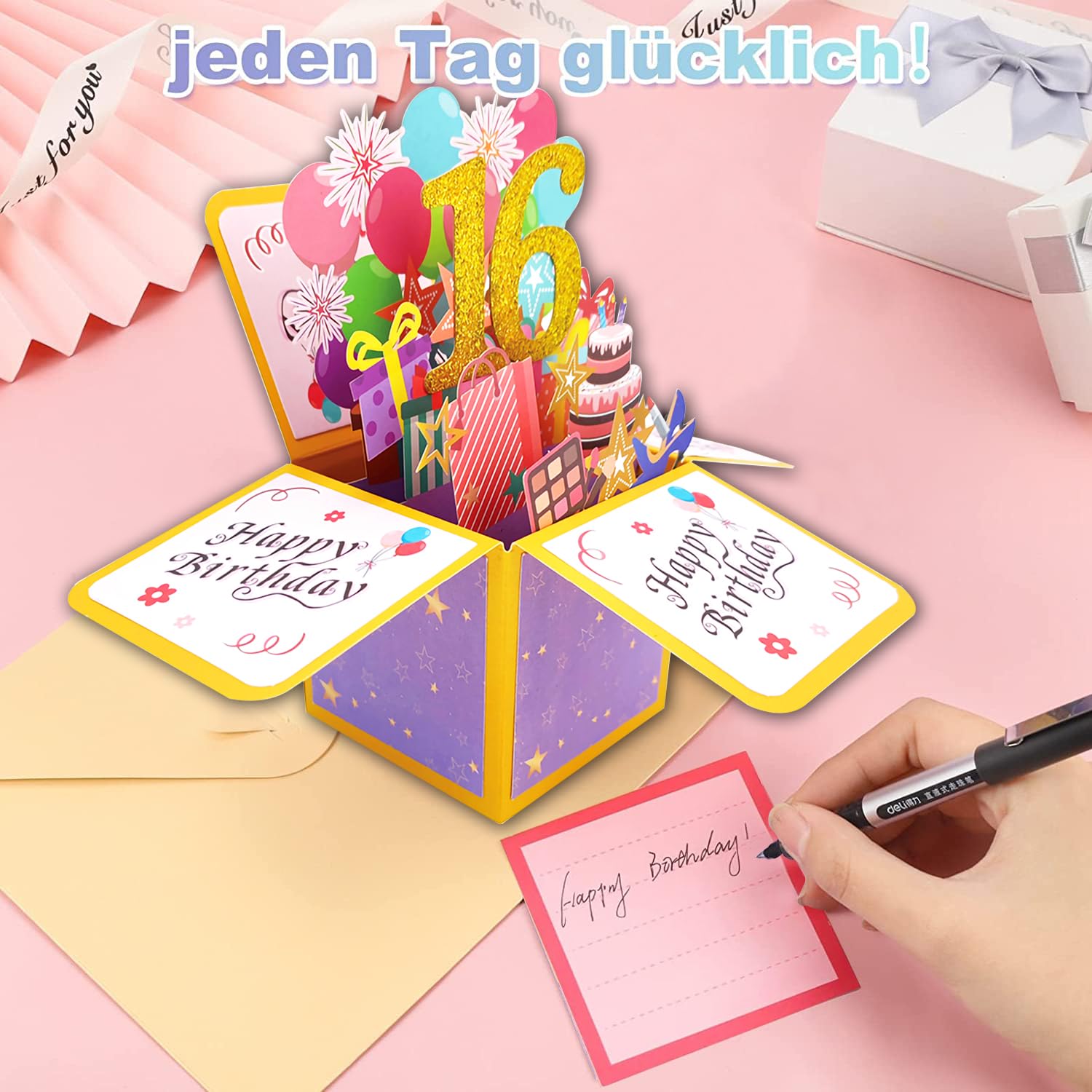 Clever Cube Girls 16th Birthday Sweet Sixteen! Birthday Pop Up Greeting Card | UK - View #7