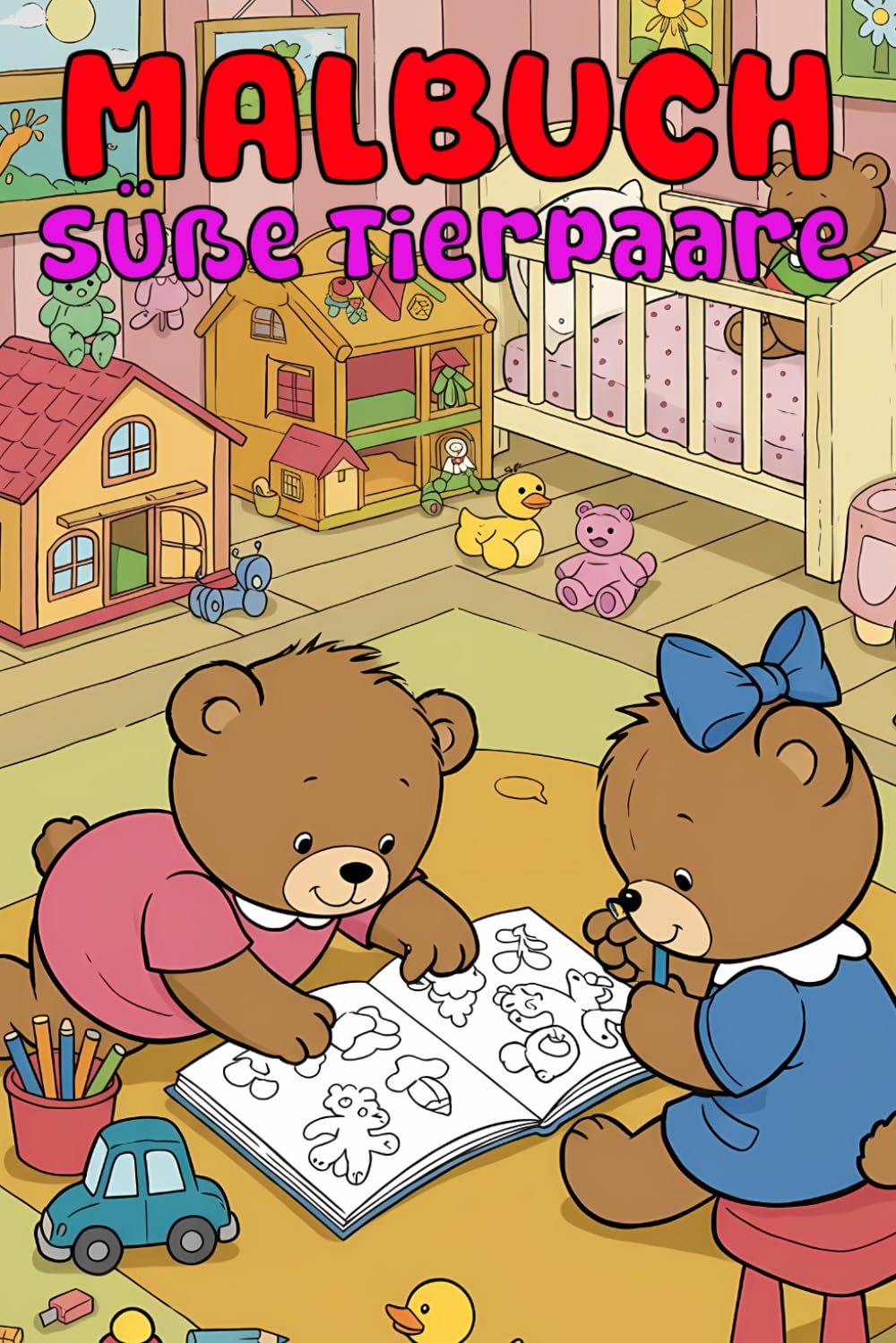 MALBUCH Süße Tierpaare - 44 Bilder zum Ausmalen für Kinder & Erwachsene