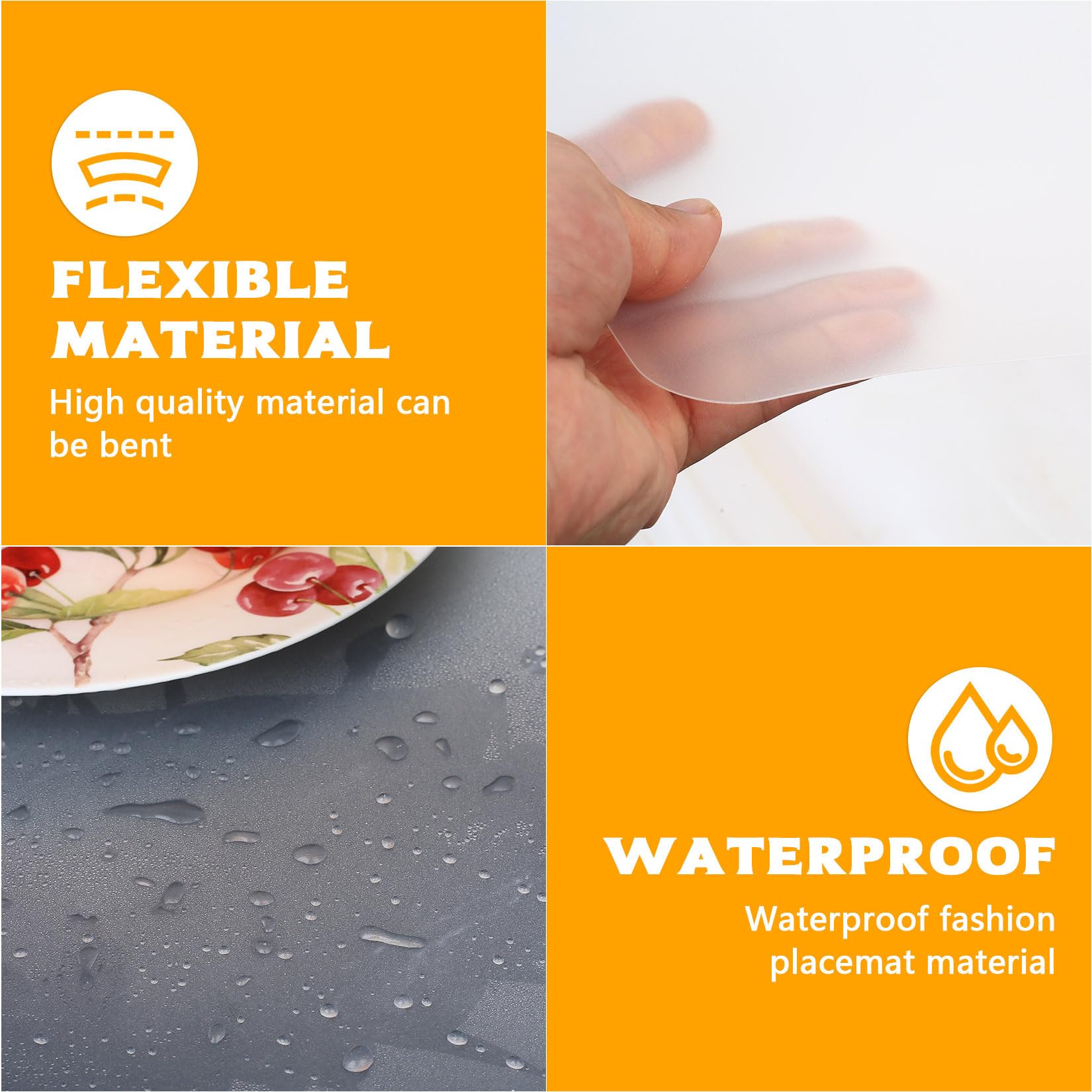 Sets de table transparents en plastique, 8 pièces, antidérapants, lavables, résistants