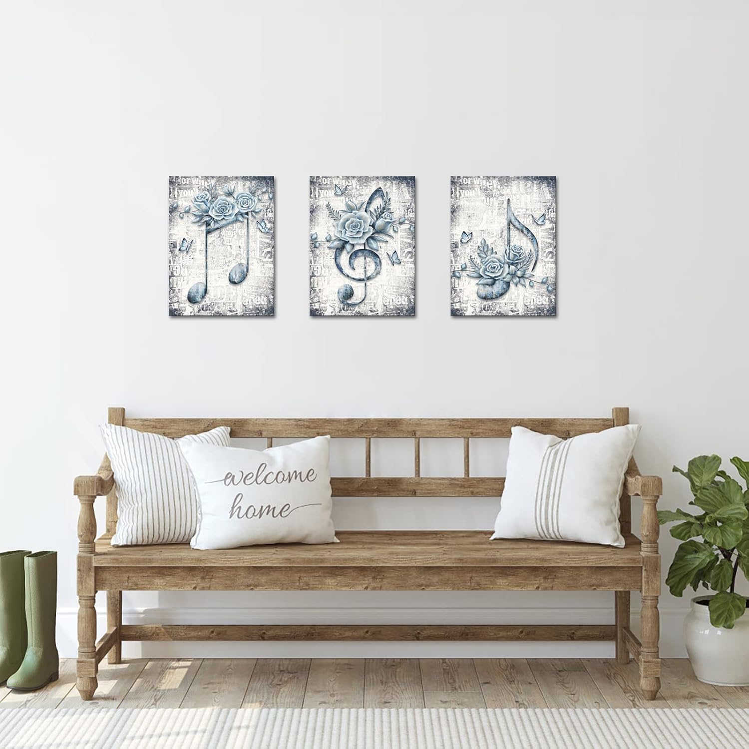 HOMEOART Music Canvas Wall Art Musical Notes Painting Music Studio Decor Pictures Framed Artwork Ready to Hang 12x16inchx3 Pieces