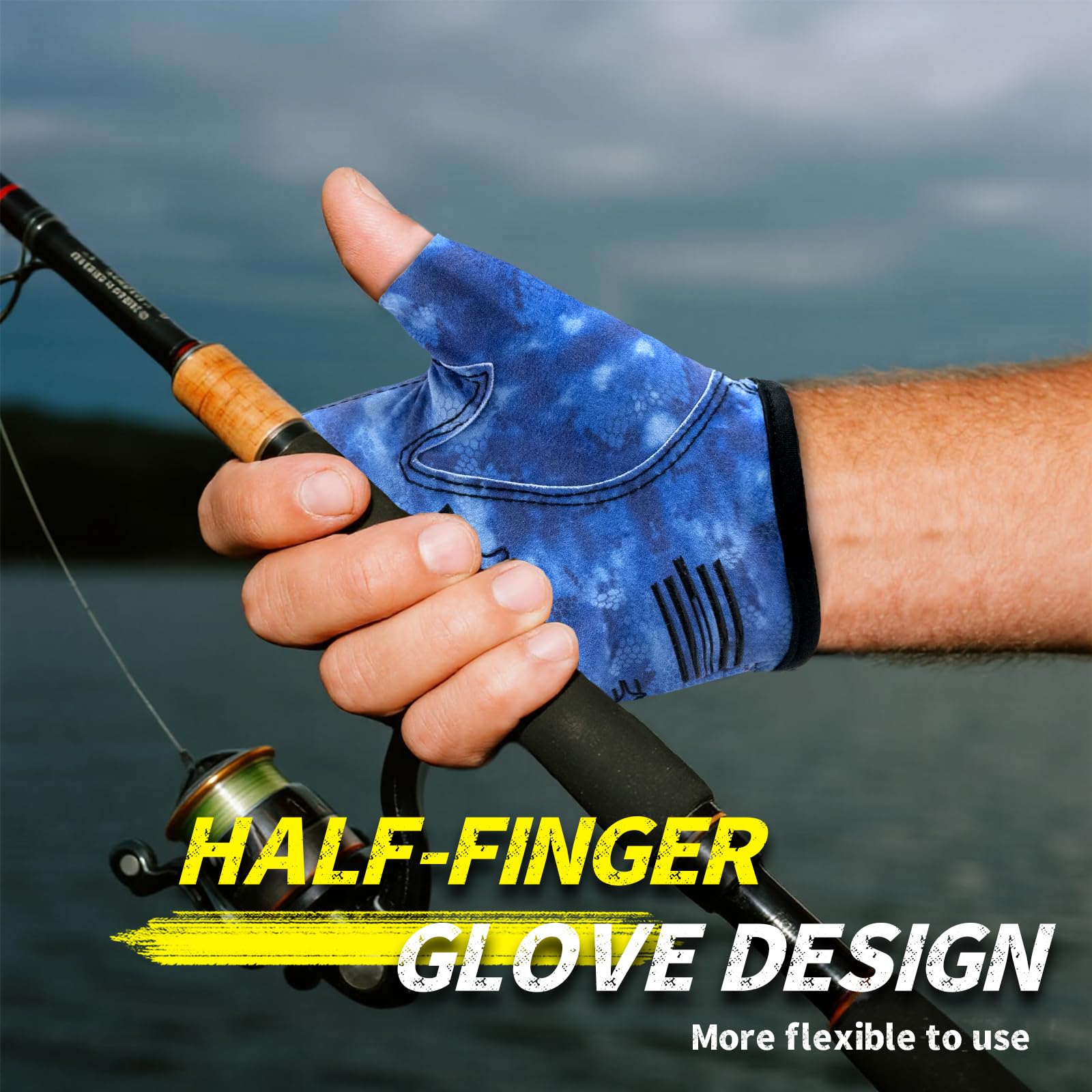 Guanti da pesca senza dita, leggeri, traspiranti, antiscivolo, per kayak, vela, canottaggio e canottaggio