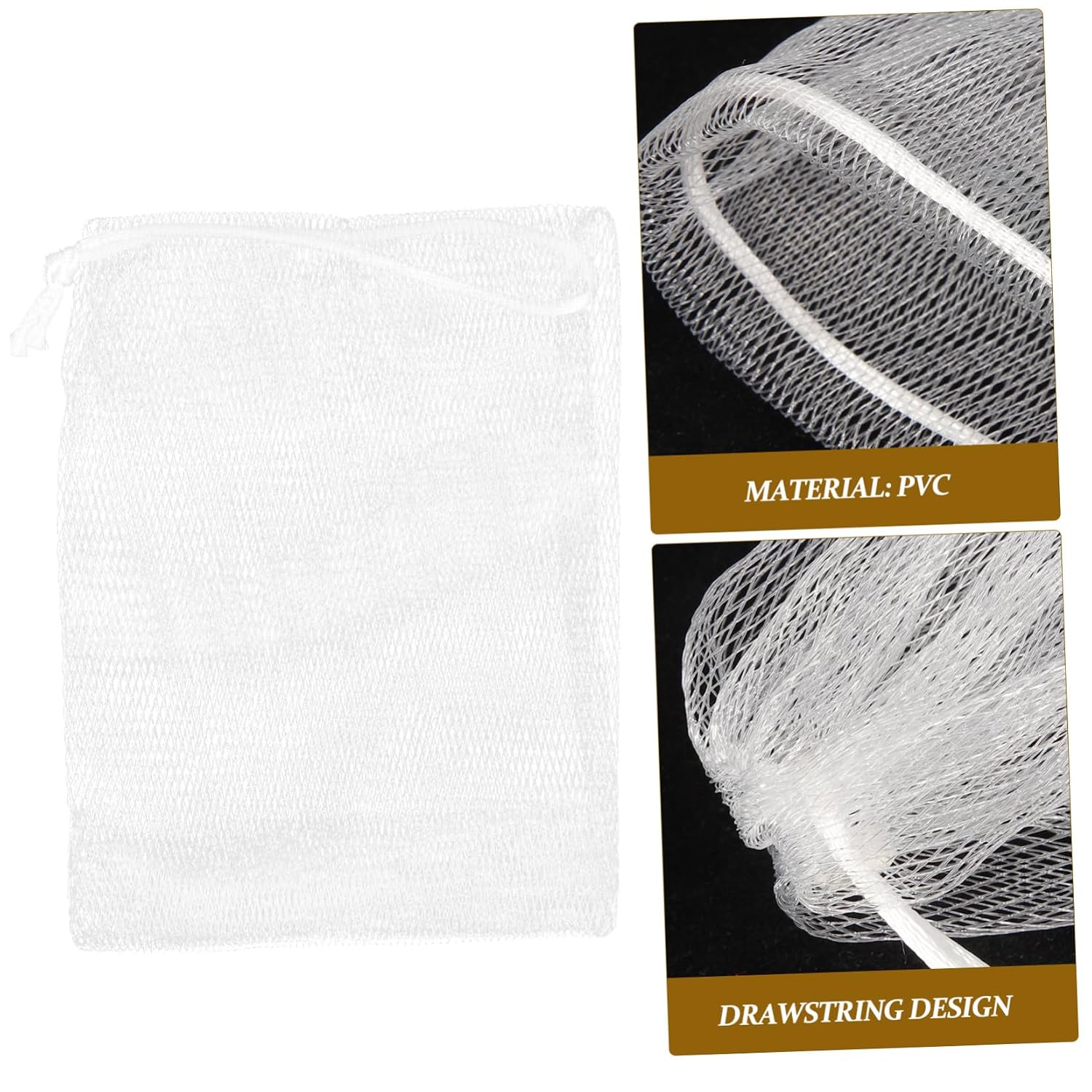 4 Pack Soap Pouch Net with Drawstring PVC Mesh Bags