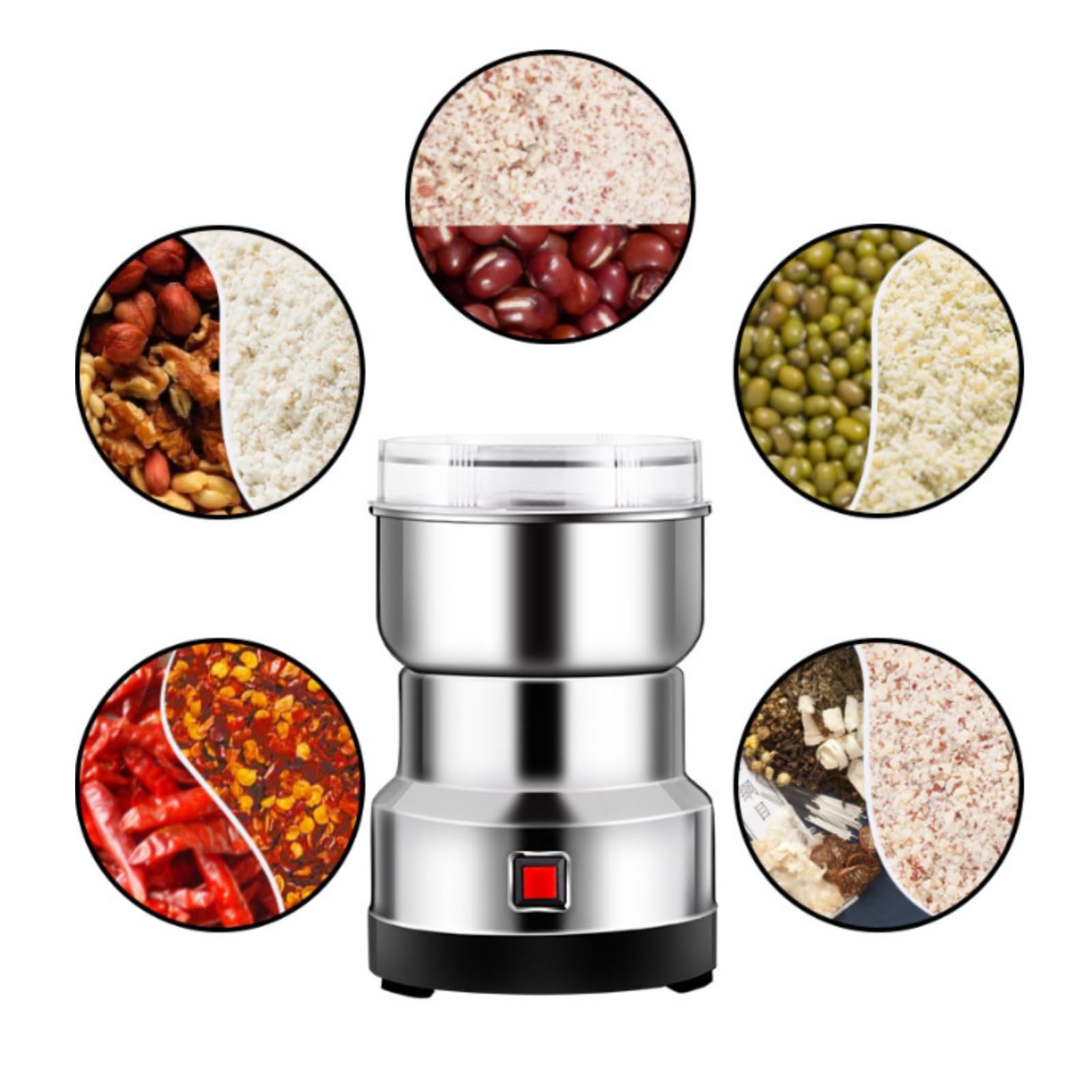 Molinillo de alimentos eléctrico: pulverizador de alta velocidad de acero inoxidable de 300 g para moler granos, harina, granos de café y condimentos