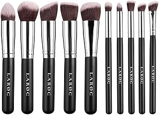 LaRoc Premium Synthetic Makeup Brushes Set | 10-pc Make Up Brushes Set with Foundation, Eyeshadow, and Contour Brushes | Kabuki Makeup Brush Set with Makeup Brush Bag | MUA Make-up Brushes & Tools
