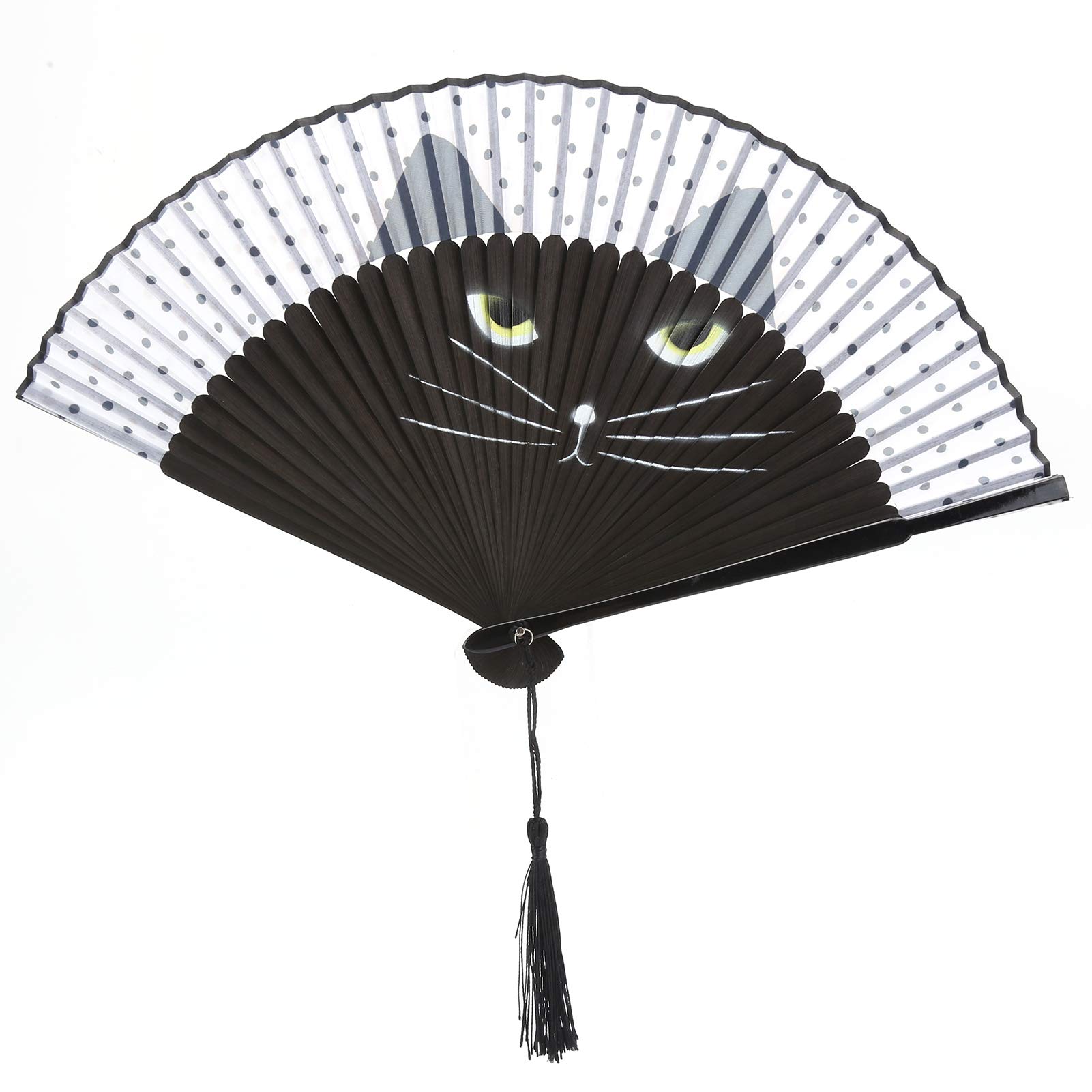 TOPINCN Klappbarer Katzenfächer Bemalter Tintenstrahl Im Japanischen Stil Cartoon Hand Hochzeit Tanzen Kirche Geschenke Klappbarer Kung-Fu-Fächer Im Japanischen Stil