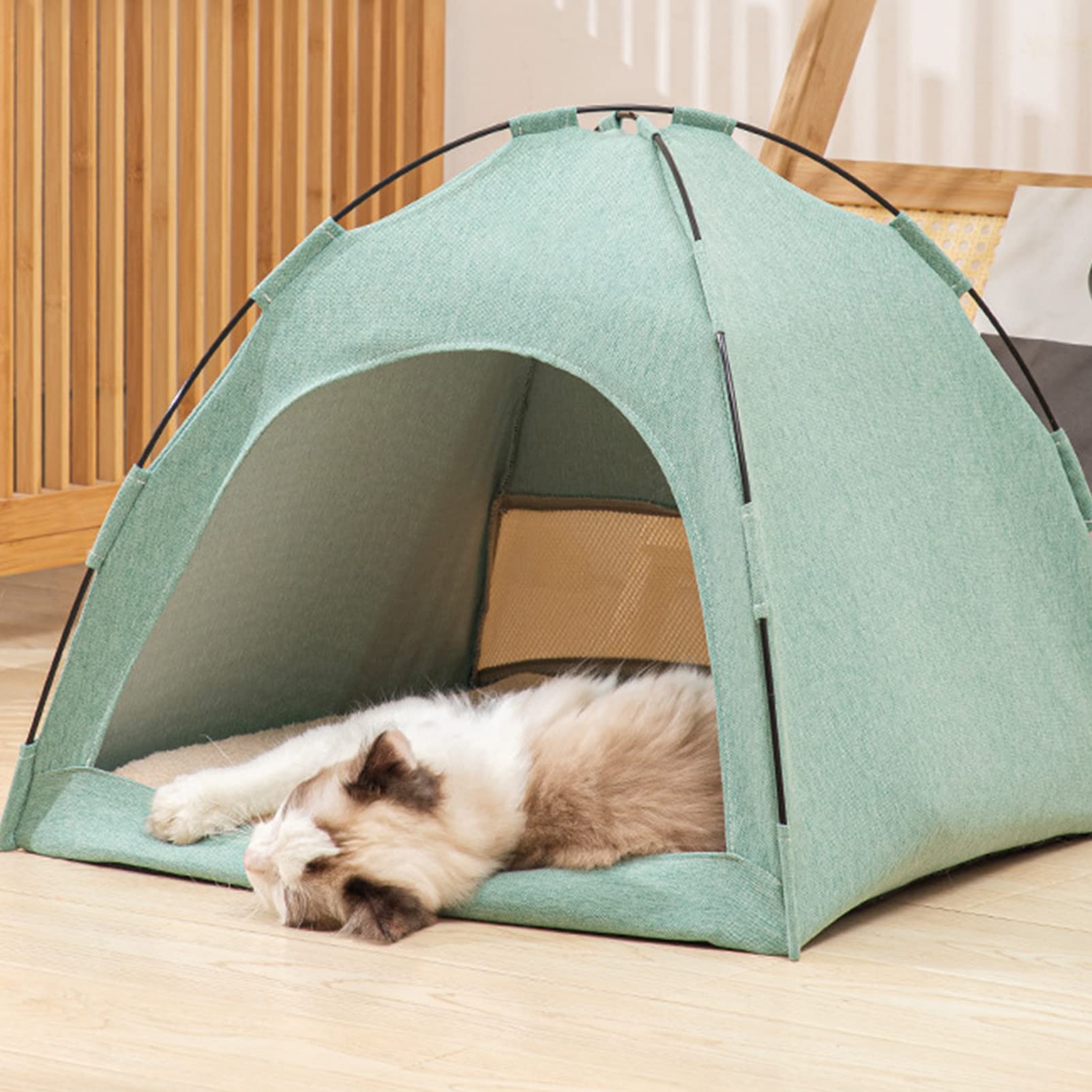 Tente Chat, Grande Maison pour Chien Nid Confortable et Lavable Chat Tente D'intérieur et D'extérieur Portable pour Chats, Chiots et Autres Petits Animaux (S) (Green)