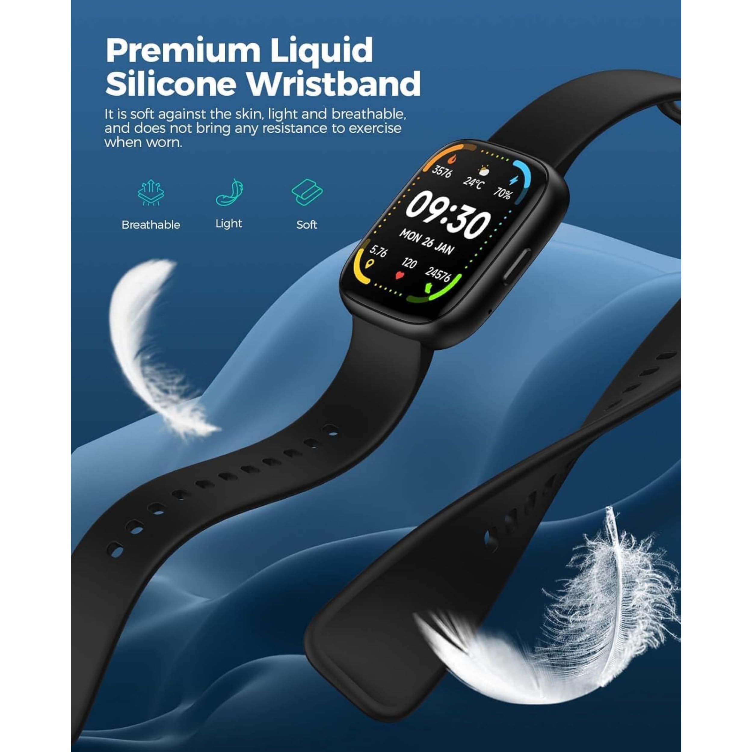 Montre Connectée Smartwatch Alexa Intégré 1,83" HD IP68 Étanche 100+ Modes Sportifs Fréquence Cardiaque Noir