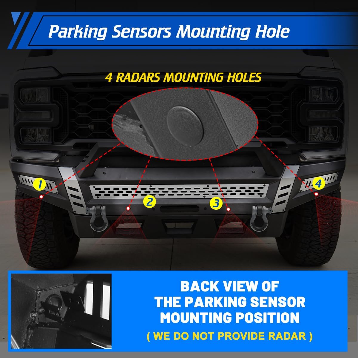 AUTOWIKI Full Width Front Bumper for 2023 2024 2025 2026 Ford F-250/F-350, Textured Black Pickup Truck Bumper w/Main Body, Panel, Side Wings, Bull Bar, LED Lights, D-rings, Shackle Mounting Brackets