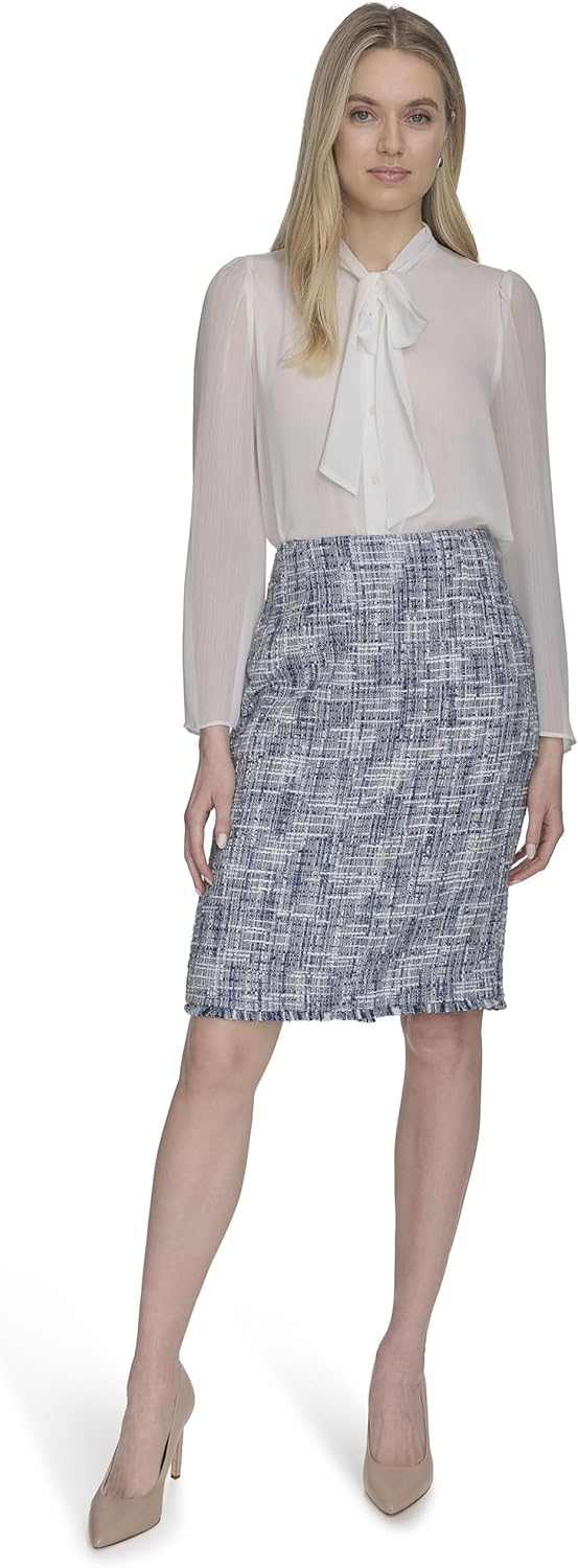 Calvin Klein Womens Open Front Tweed Suit Jacket - Image 6