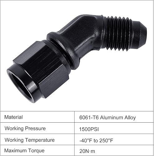 Miniatura 8 de EVIL ENERGY 8AN hembra a AN8 macho Flare Adaptador giratorio de 90 grados Aluminio Negro