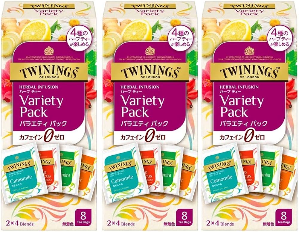 ハーブティー　4種類×各2個　計8シート Amazon | トワイニング ハーブティー バラエティパック 8P ×3袋