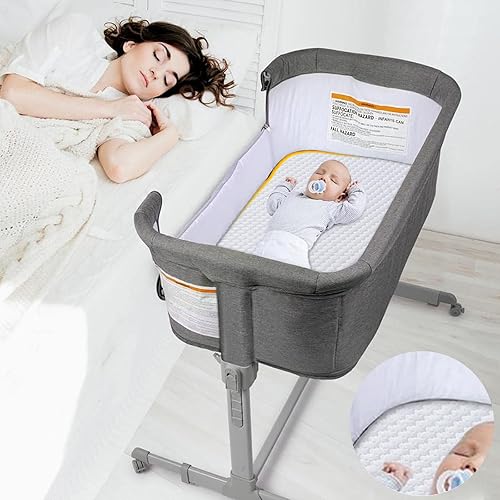 Miniatura 8 de Lisara - Colchón para cuna de bebé, 47 x 23.6 pulgadas, colchón de espuma viscoelástica de gel de doble cara con funda impermeable y extraíble de