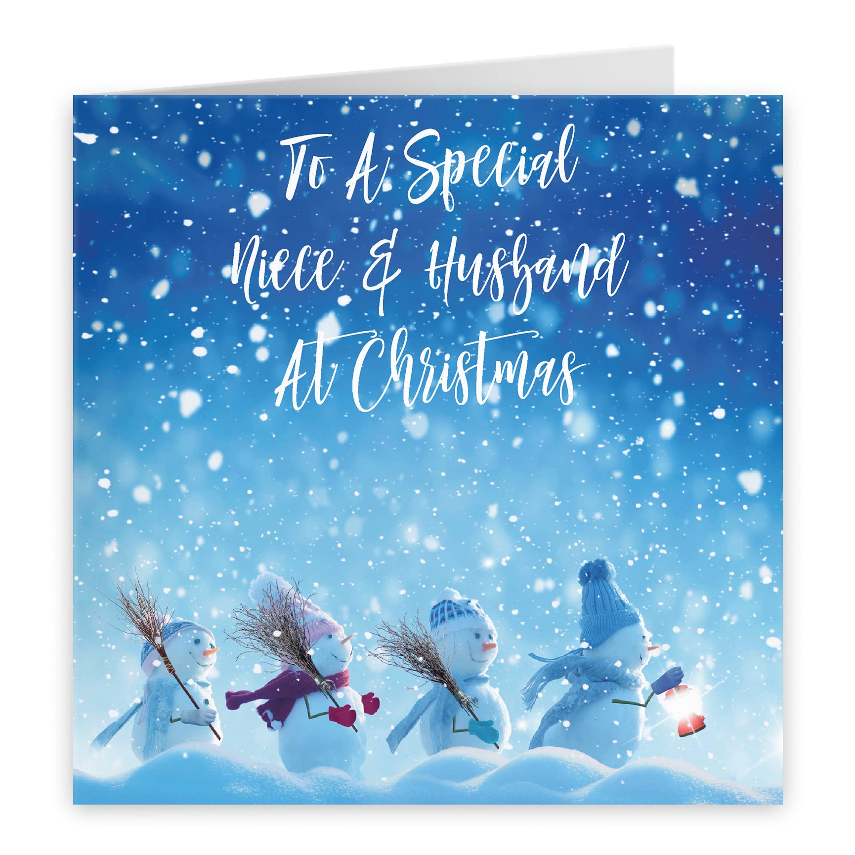 Hunts England - Niece And Husband Christmas Card - To A Special Niece & Husband At Christmas - Snow People Collection - Fun Card - Image 2