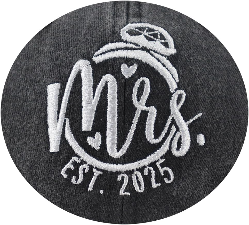 2PCS Matching Mr and Mrs EST 2025 Hats for Couple Gifts, Adjustable Cotton Vintage Embroidered Baseball Caps - Image 6