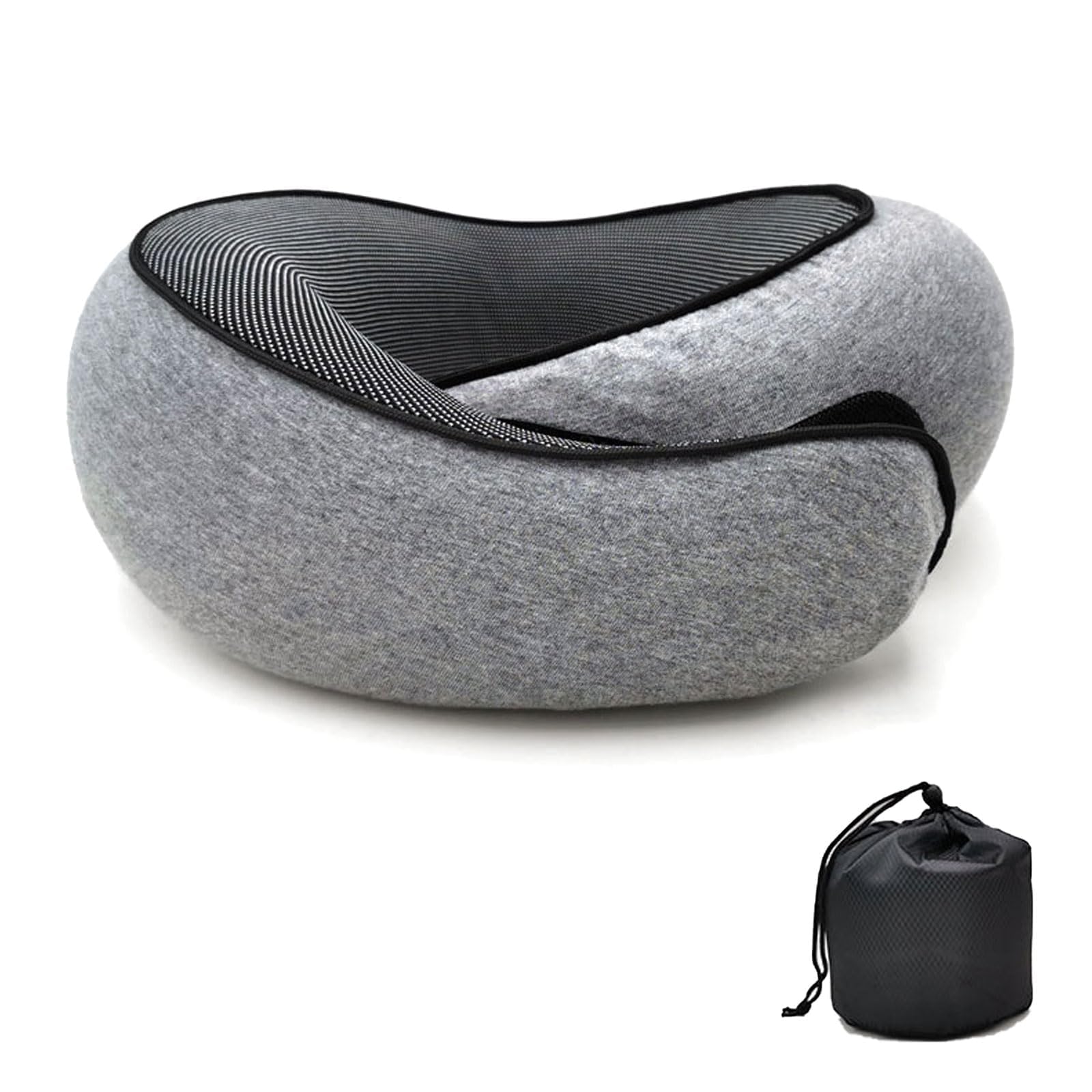 HZYHWander Plus Travel Pillow, Flyhugz Neck Pillow, Memory Foam Travel Pillow, Memory Foam Travel Neck Pillow for Airplanes, Suitable for Cars, Offices, Upright Sleeping Neck Pillow (Gray)