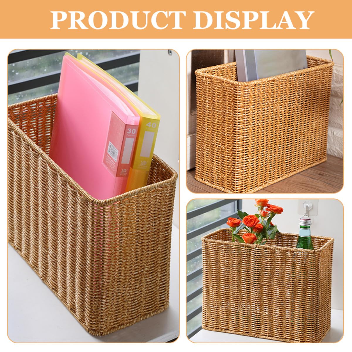 Cestino da Scrivania Alto in Plastica Resistente, Organizzatore Portaoggetti Grande per Ufficio e Casa, Contenitore Decorativo per Frutta e Articoli Vari