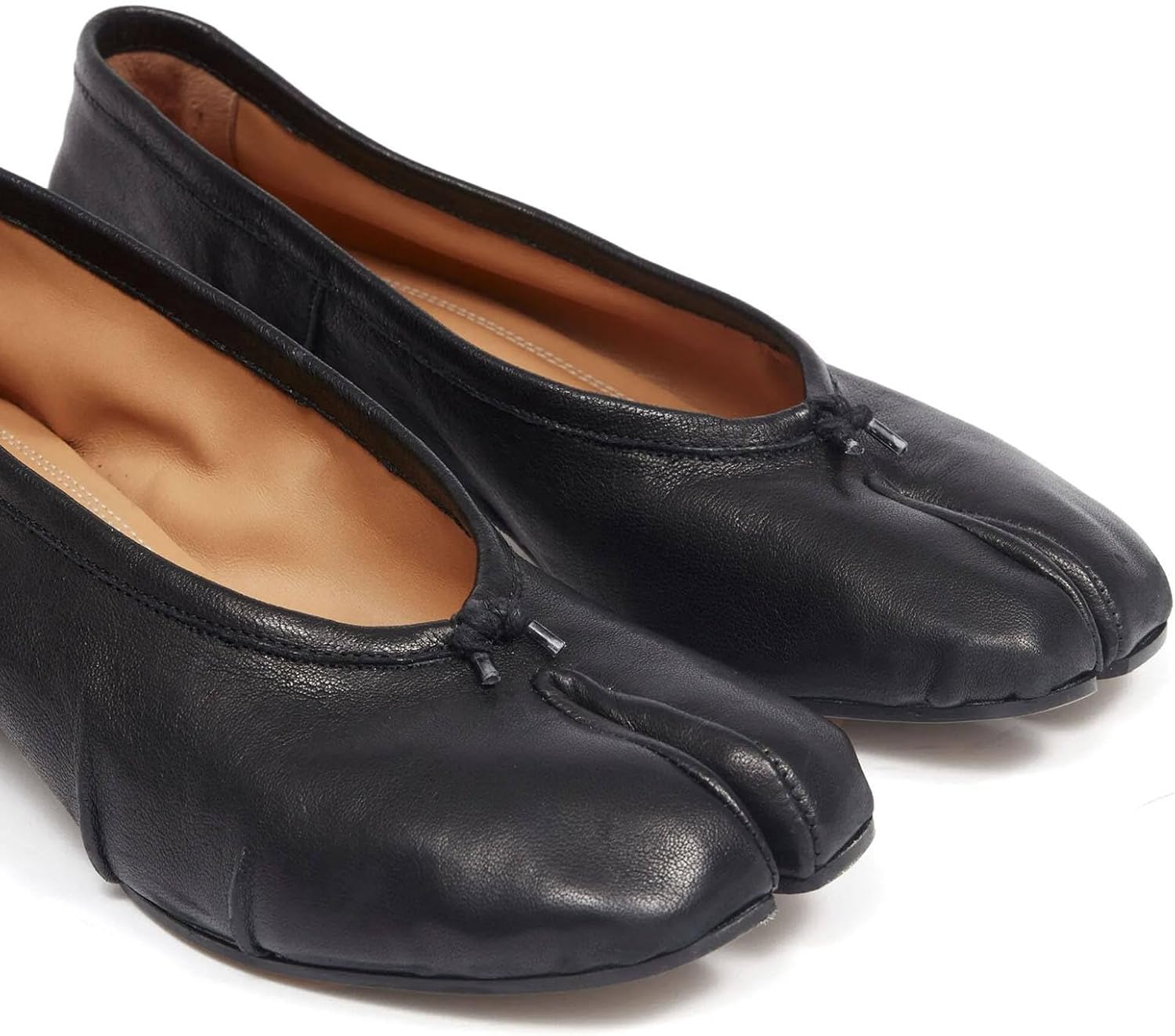 KOKOMOMO Black Split Toe Ballet Heels for Women Japanese Tabi Shoes Cylindrical Low Heels Pumps Chunky Block Heel Office Wedding Party Dress Shoes 1.2 INCH - Image 5