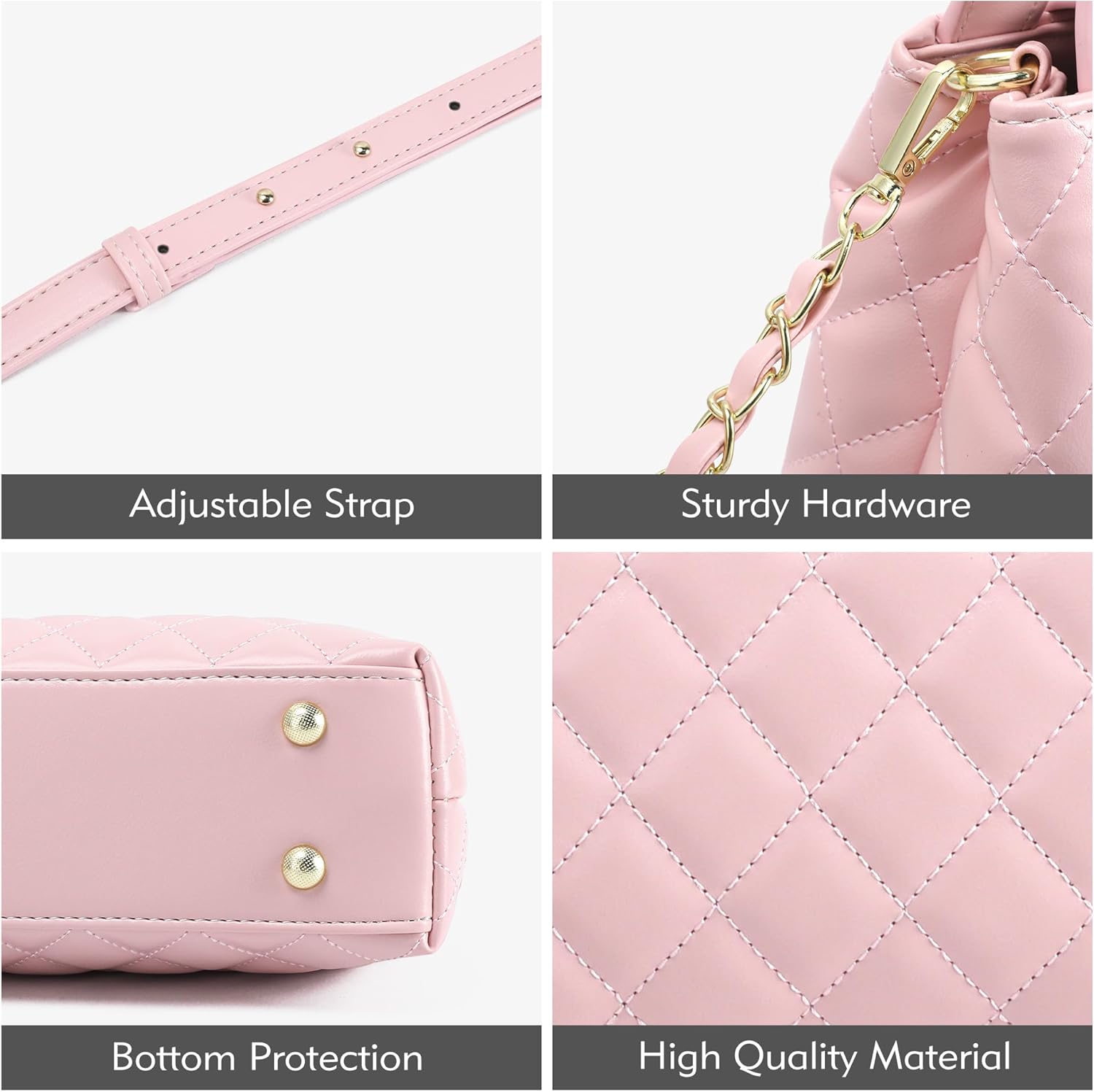 Small Quilted Crossbody Purse for Women, Faux Leather Top Handle Bag with Chain Strap, Elegant Mini Handbag for Daily Use - Image 8