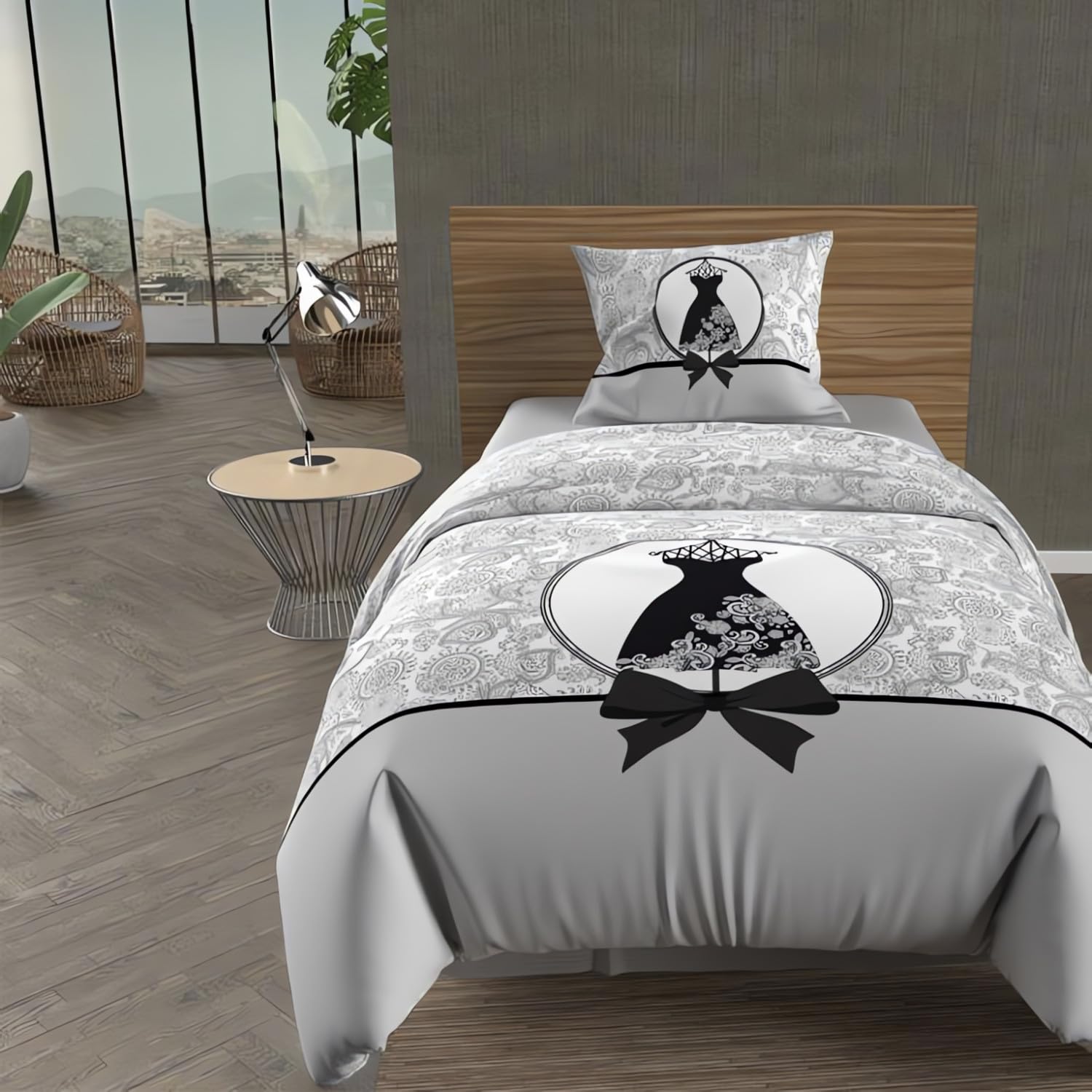 Housse de couette 57 fils pur coton pour un lit 140x200 doux et résistant