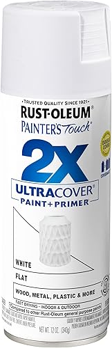 Rust-Oleum 249126 Painters Touch 2X Cover - Pintura en aerosol lata de 12onzas paquete de 1 unidad color blanco Flat White