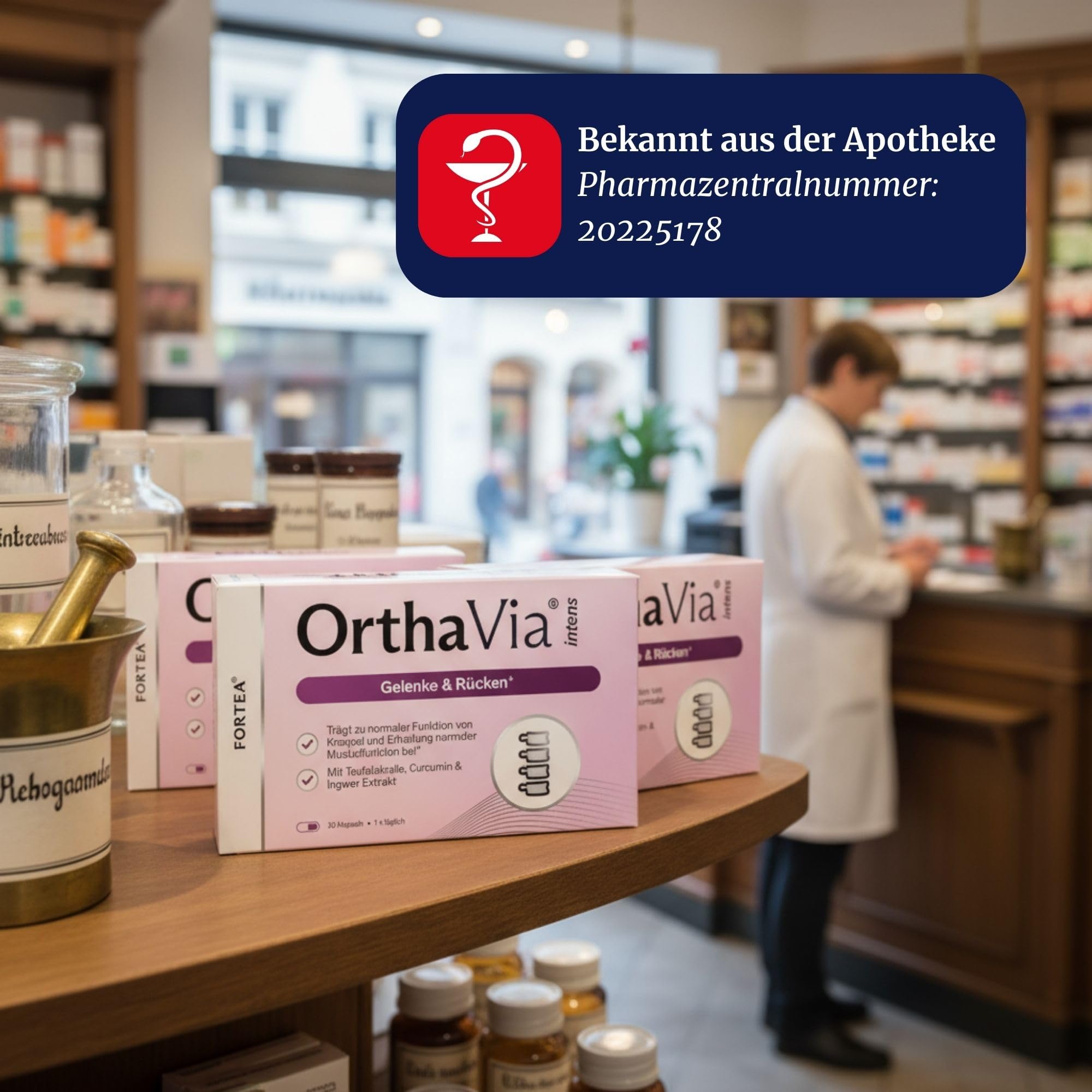FORTEA® - Gelenk Kapseln in Apothekenqualität - OrthaVia - Unterstützung für Gelenke & Rückenfunktion - Komplex für Gelenke, Knochen & Muskeln mit u.a Magnesium & Zink - 30 Stück