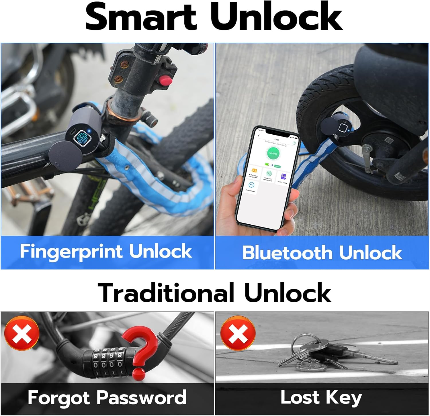 Close-up of the eLinkSmart lock head with a finger on the biometric sensor