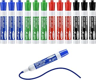 Dry Erase Markers, Chisel Tip Whiteboard Marker, Low Odor Thick Dry Markers, 12 Count 4 Assorted Color Markers for Kids/Teachers