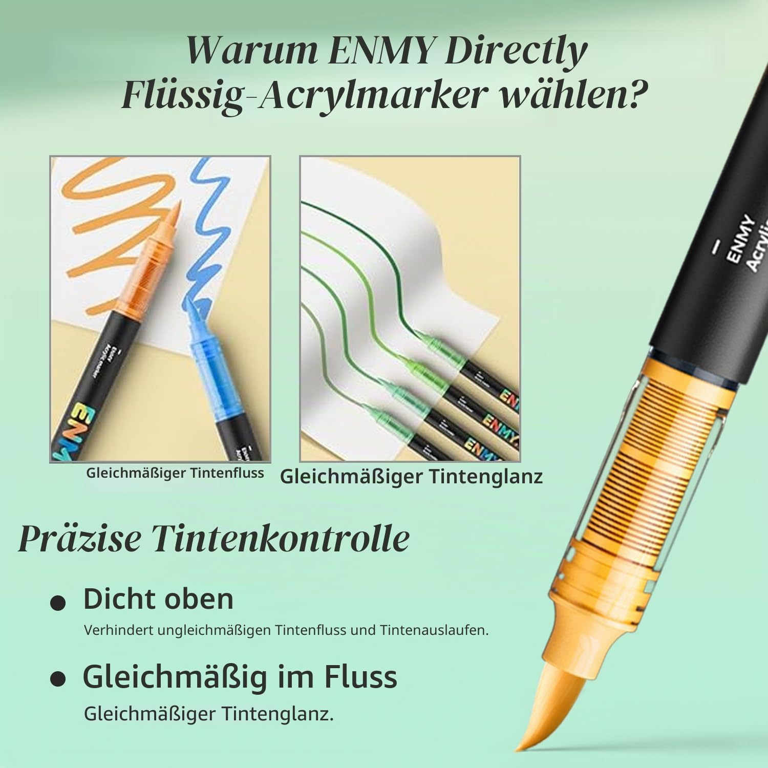 ENMY 80 Farben Acrylmalstifte, Direkte Flüssige Acrylmalstifte, Stoffmarker für Textil, Leinwand, Felsen, Glas, Holz, Papier, DIY, Acrylfarben Stifte für DIY Bastelbedarf