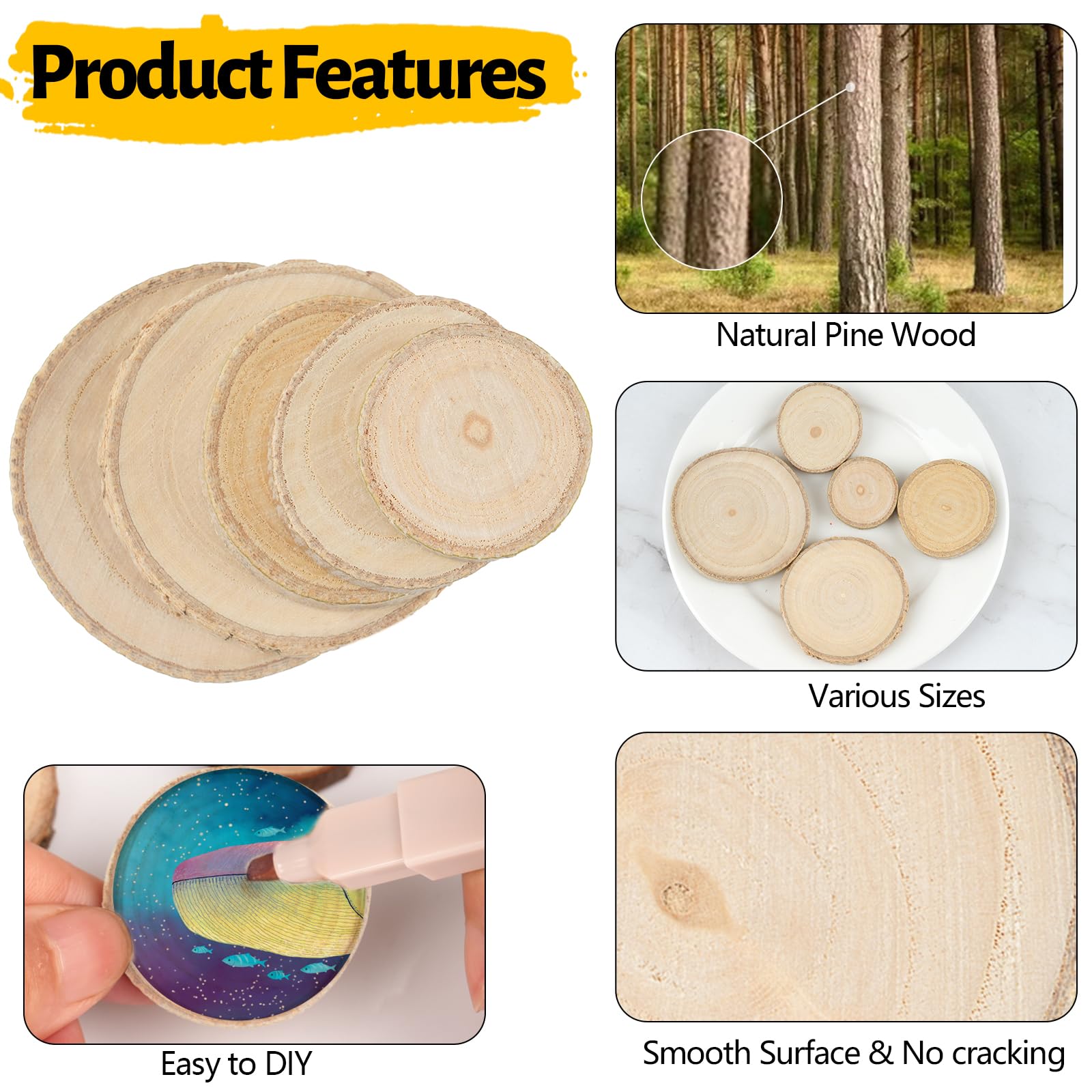 Dischi Di Legno Naturale Da Decorare - 18 Pezzi, Diametro 8-10cm - Foto 13