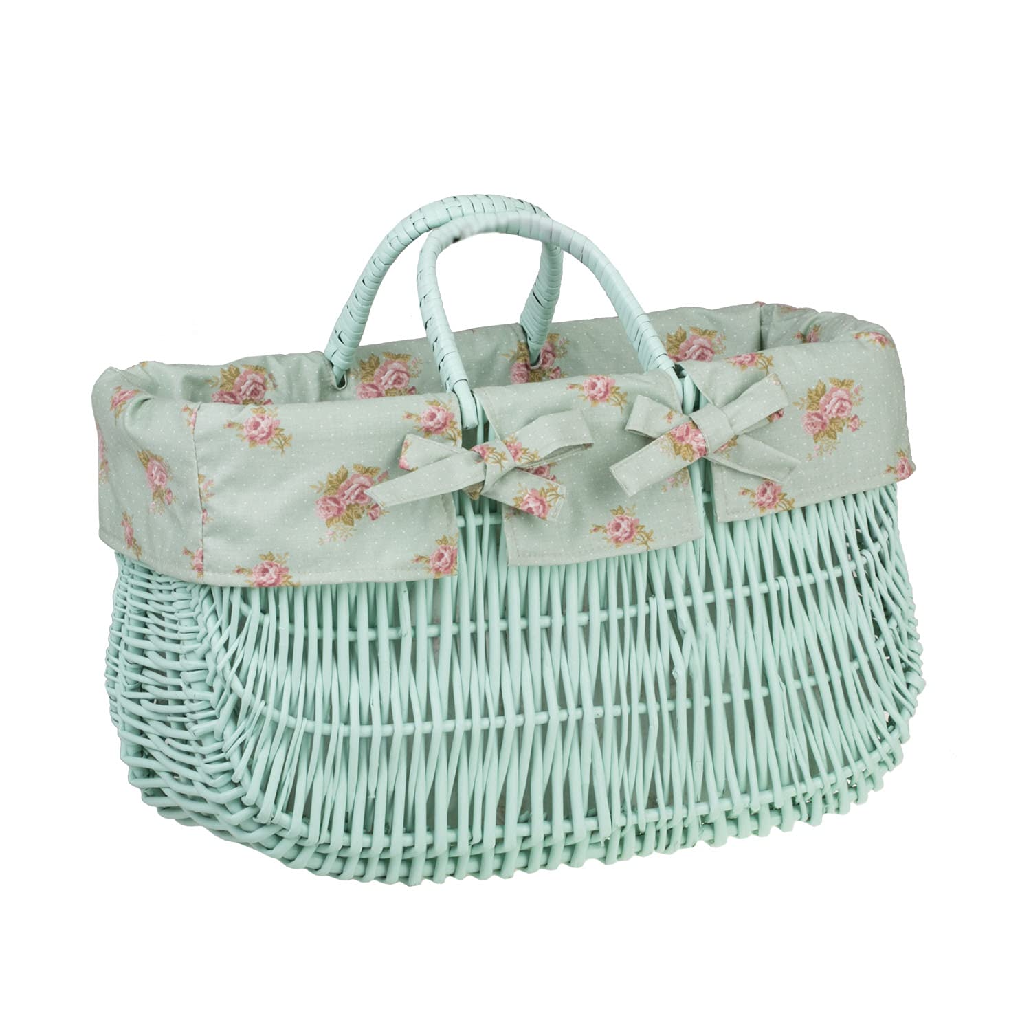 e-wicker24 pleciony kosz na zakupy z uchwytem, lekki kosz piknikowy, kosz na prezent w stylu vintage, pleciony z wikliny