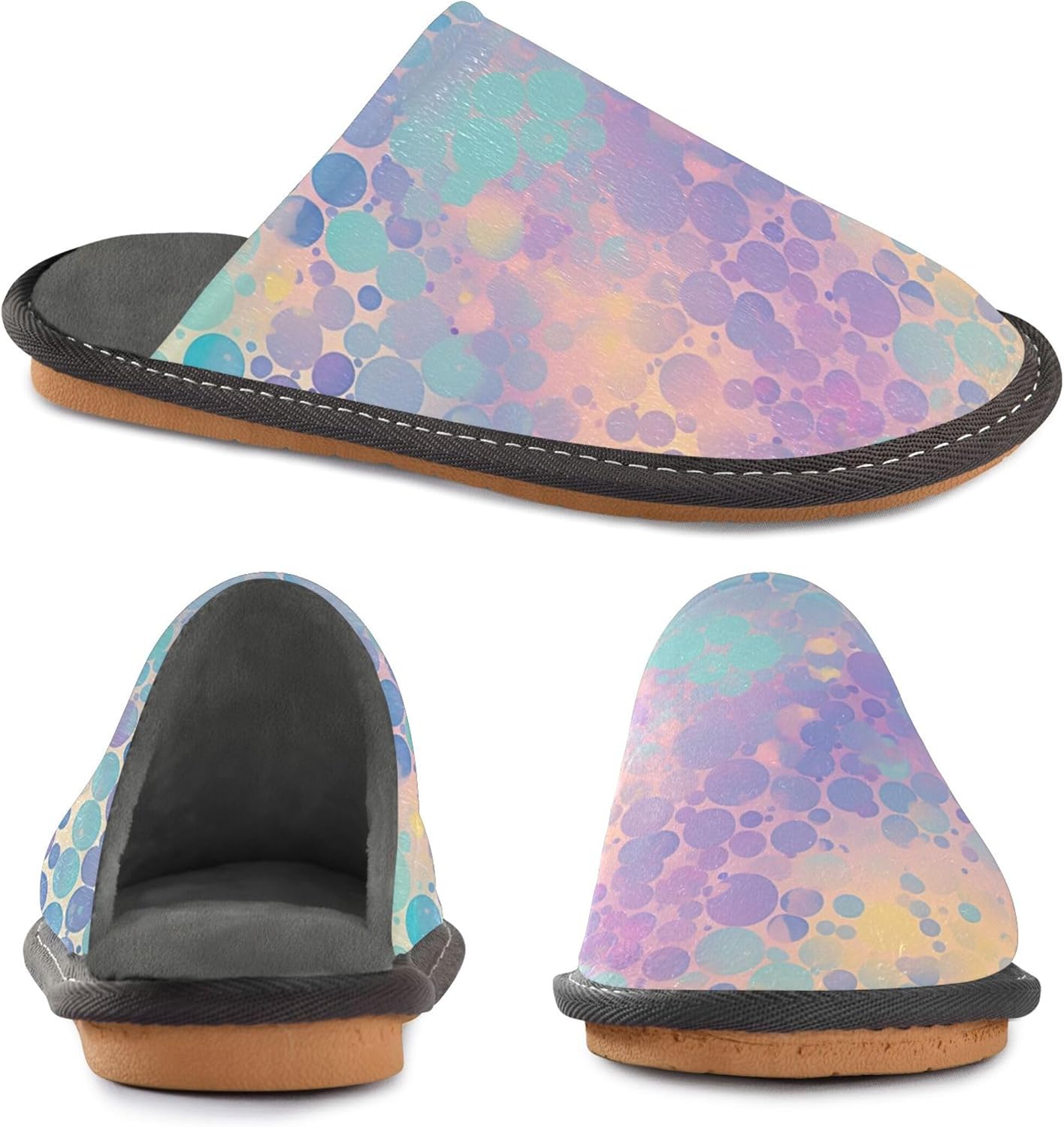 Glitter Texture House Slippers – Cozy Fuzzy Slippers for Guests, Washable & Disposable, Perfect for Shoeless Home, Spa & Hotel Use A110952