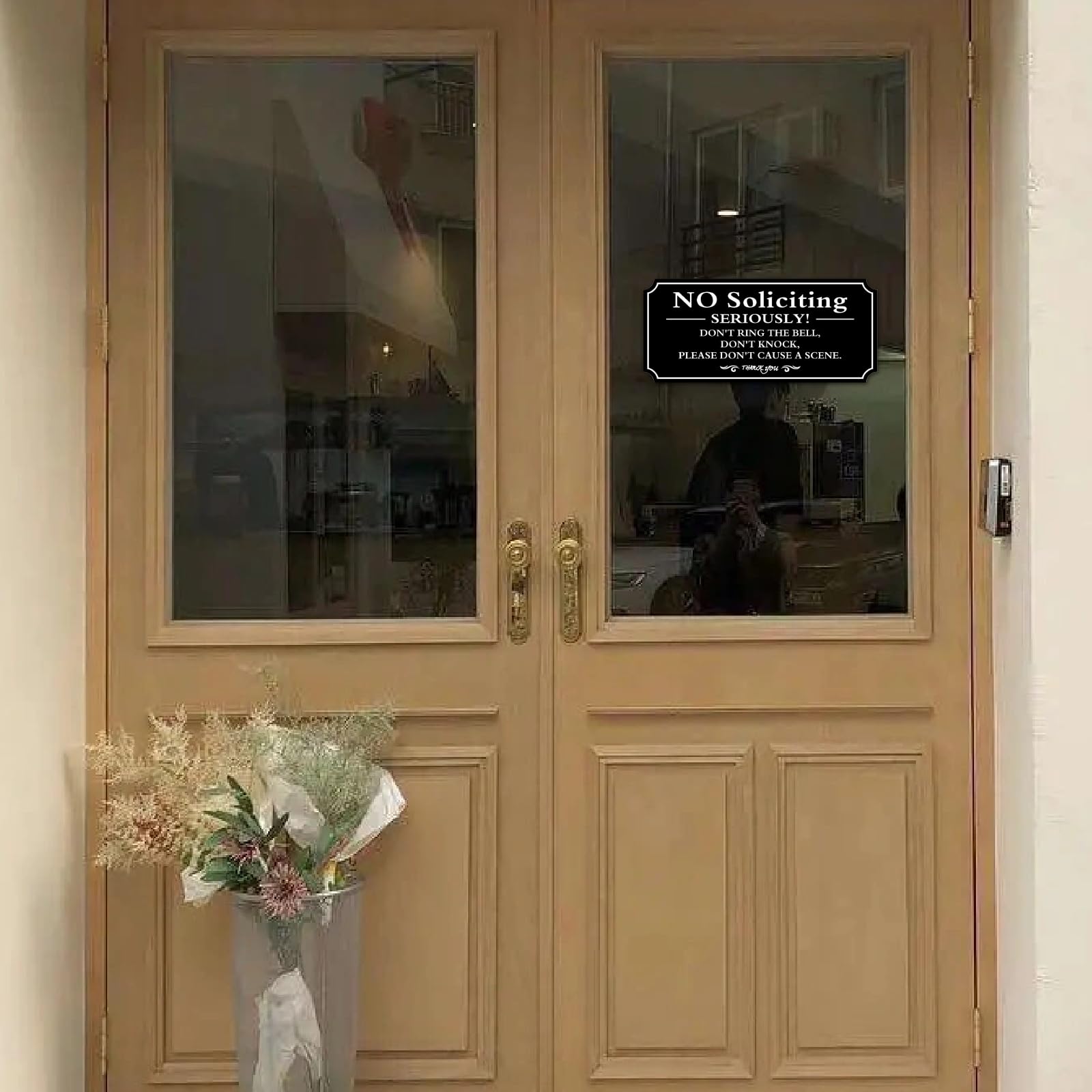 Wofedyo No Soliciting Sign For House  With Strong Adhesive Tape Durable Soliciting Signs Home Office Solicitation Signs Front Door Wall Window Clear Black 20 - View #3