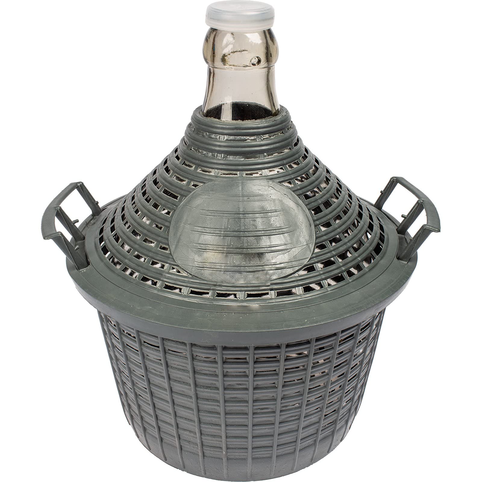 DIAH DO IT AT HOME 5L Narrow Neck Glass Demijohn Carboy in Plastic Basket for Wine Making Storage Narrow Neck Balloon Fermenter