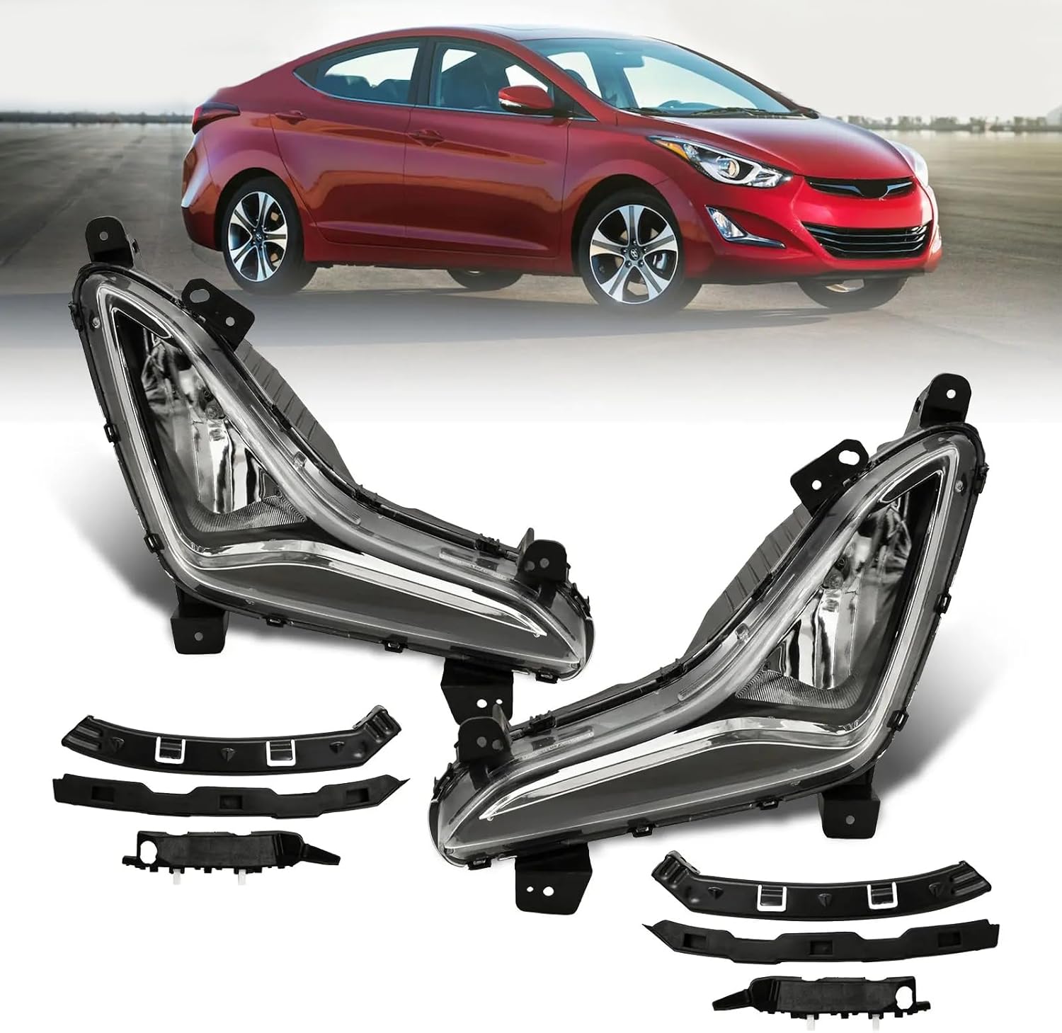 PENSUN Halogen Fog Lights with Bumper Bracket Kit Fit for 2014 2015 2016 Hyundai Elantra Replacement Fog Lamps