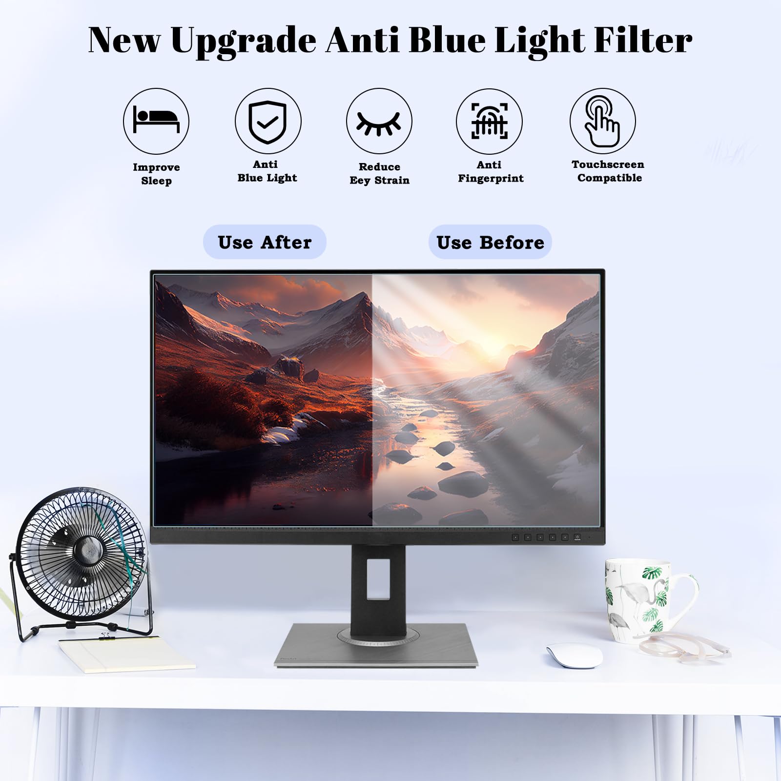 HaruYo Filtre Anti Lumière Bleu 23.8 Pouces Laptop Protecteur Écran Amovible, Bloque UV (16:9)