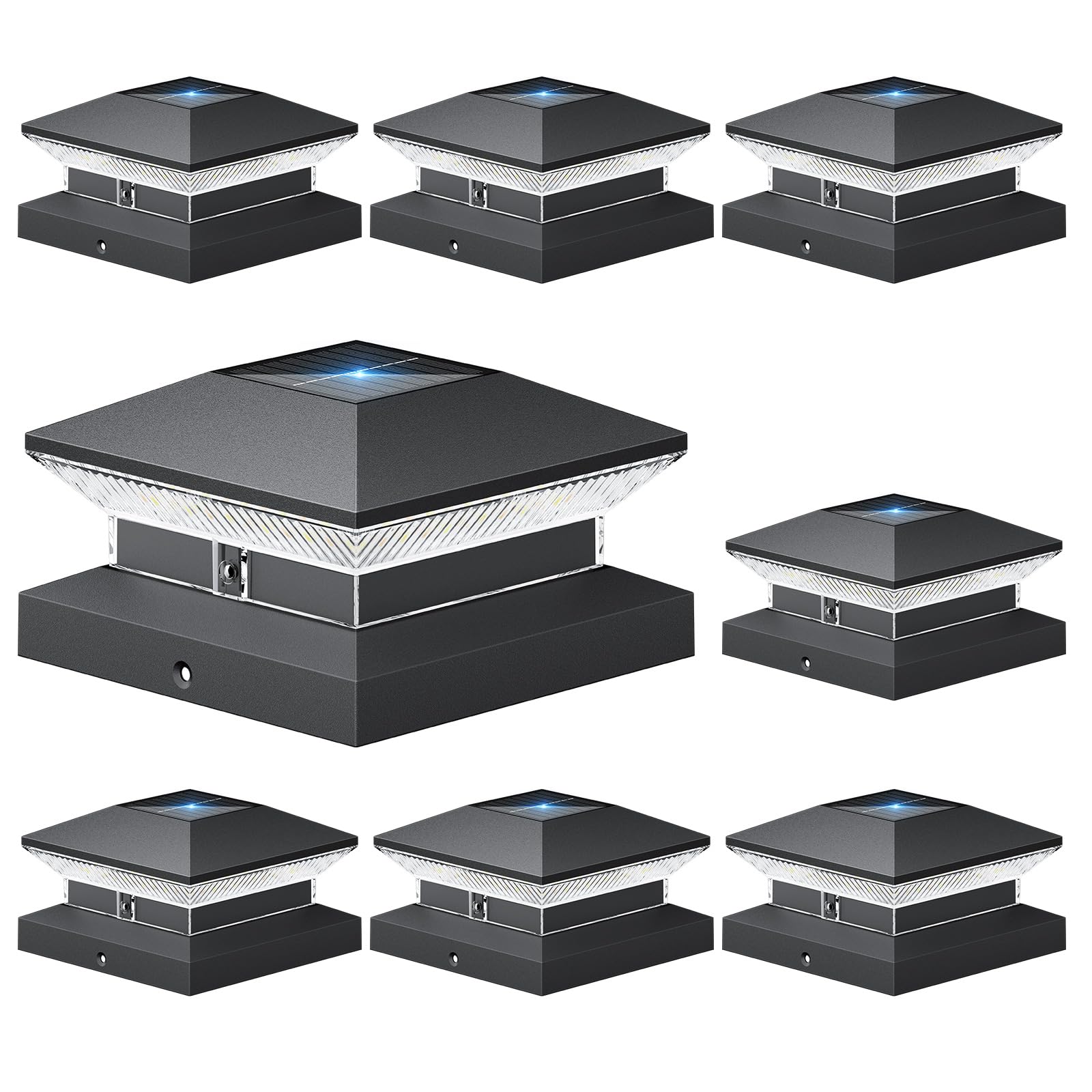 LETMY Solar Post Cap Lights Outdoor, 8 Pack 40 LEDs 30 Lumens Fence Post Solar Lights Outdoor with 3 Modes, Waterproof Solar Post Lights for 4x4, 5x5 or 6x6 Vinyl Wooden Posts