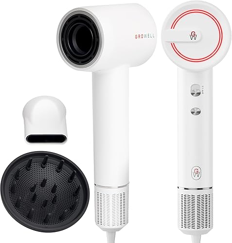 Secador de pelo iónico con difusor para cabello rizado, ondulado, profesional de alta velocidad, sin escobillas, para secado rápido, bajo ruido,