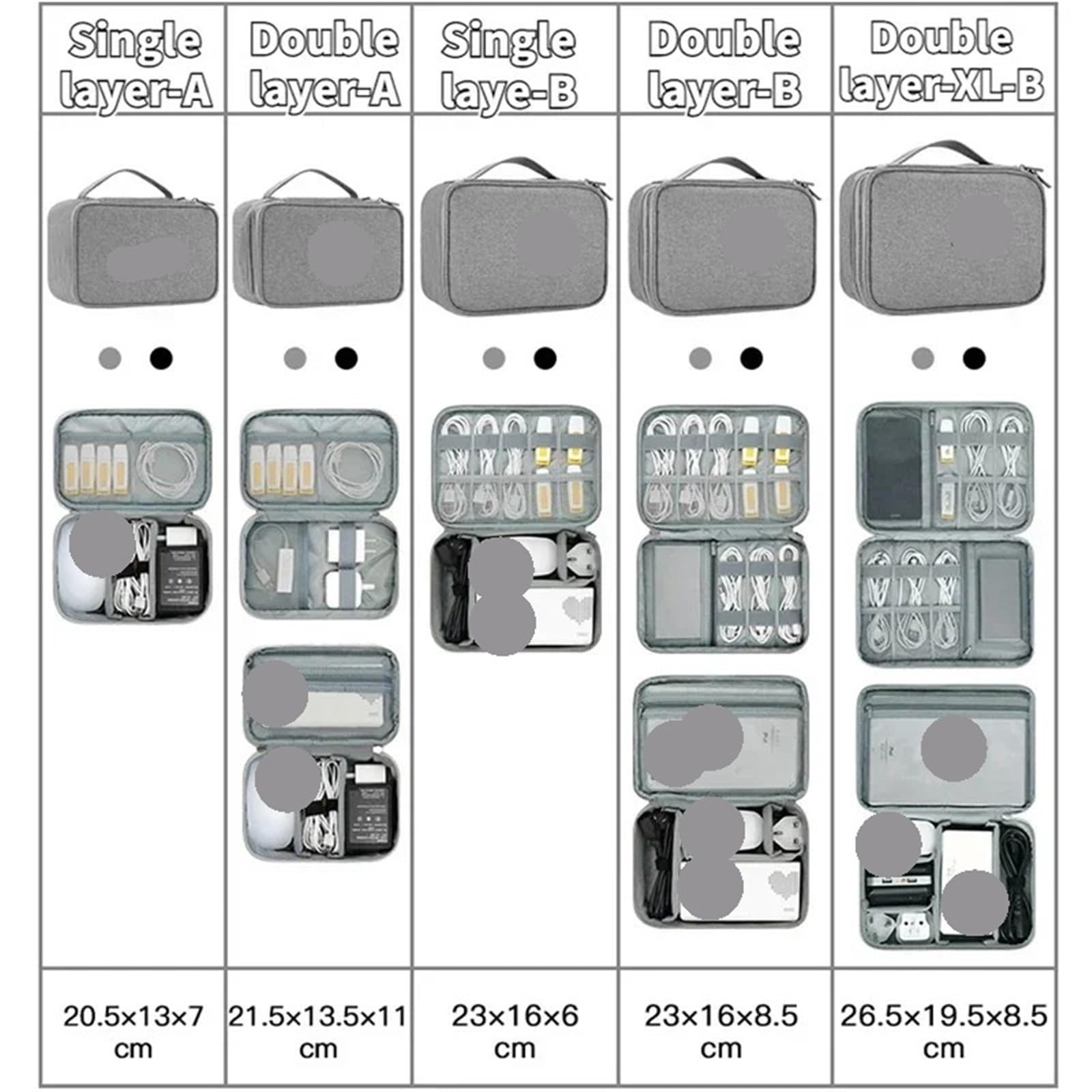 Borsa Organizer Per Cavi Borsa for cavo gadget USB da viaggio di grande capacità Scatola immagazzinaggio for cuffie Custodia for dati Caricatore for disco rigido(Double layer-Brown-B)