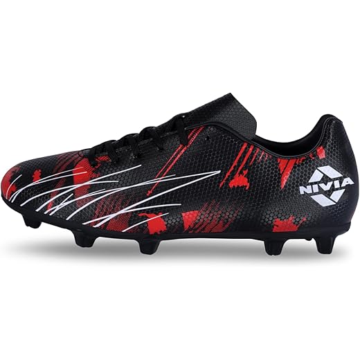 NIVIA Infra 2.0 Men’s Football Shoes | Lightweight Comfort & Maximum Grip | Best for Competitive Soccer Players | Sports Cleats | Football Footwear | Football Sports Shoes | (Black) |